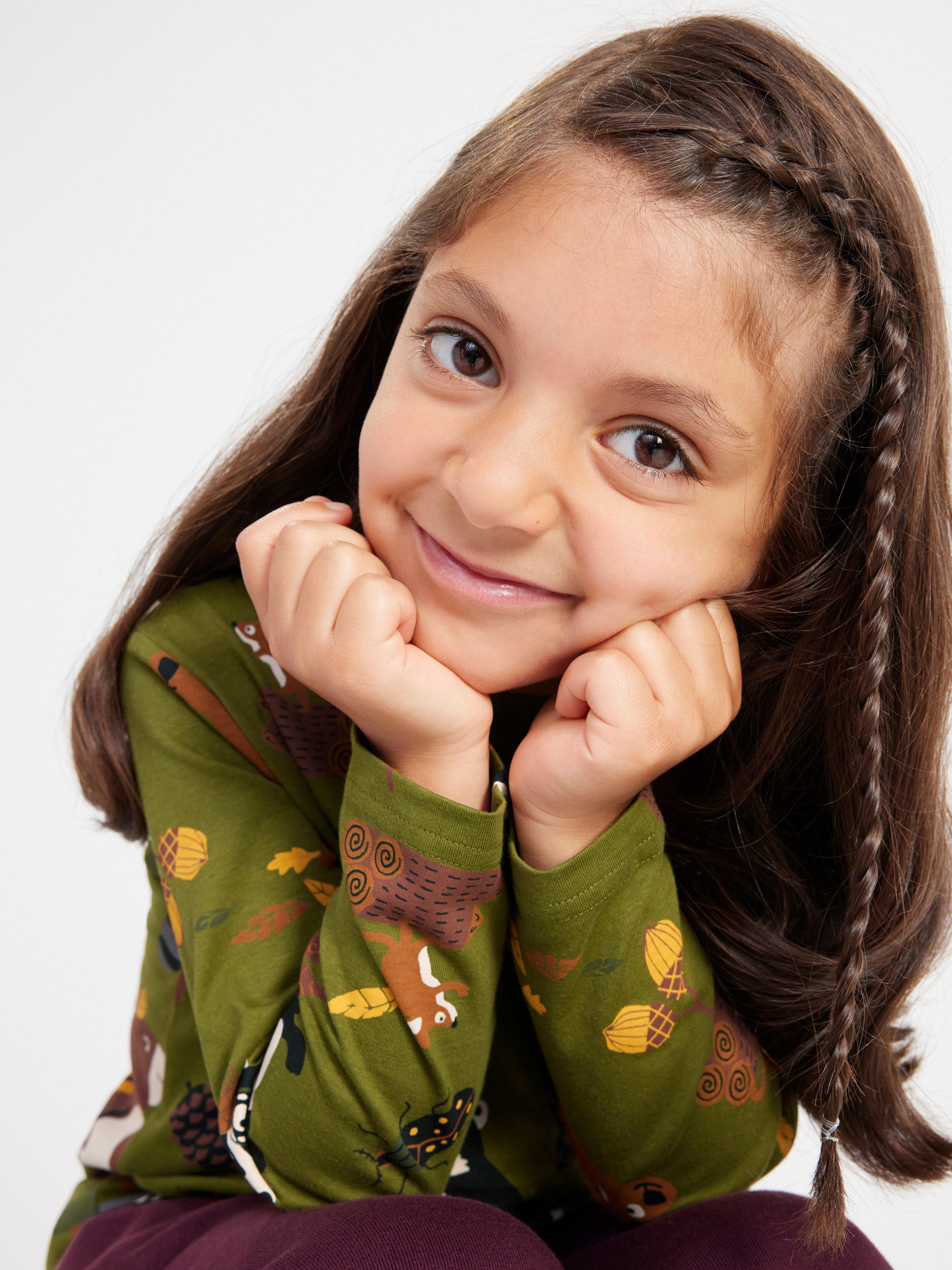 Top with animal print Dark Green