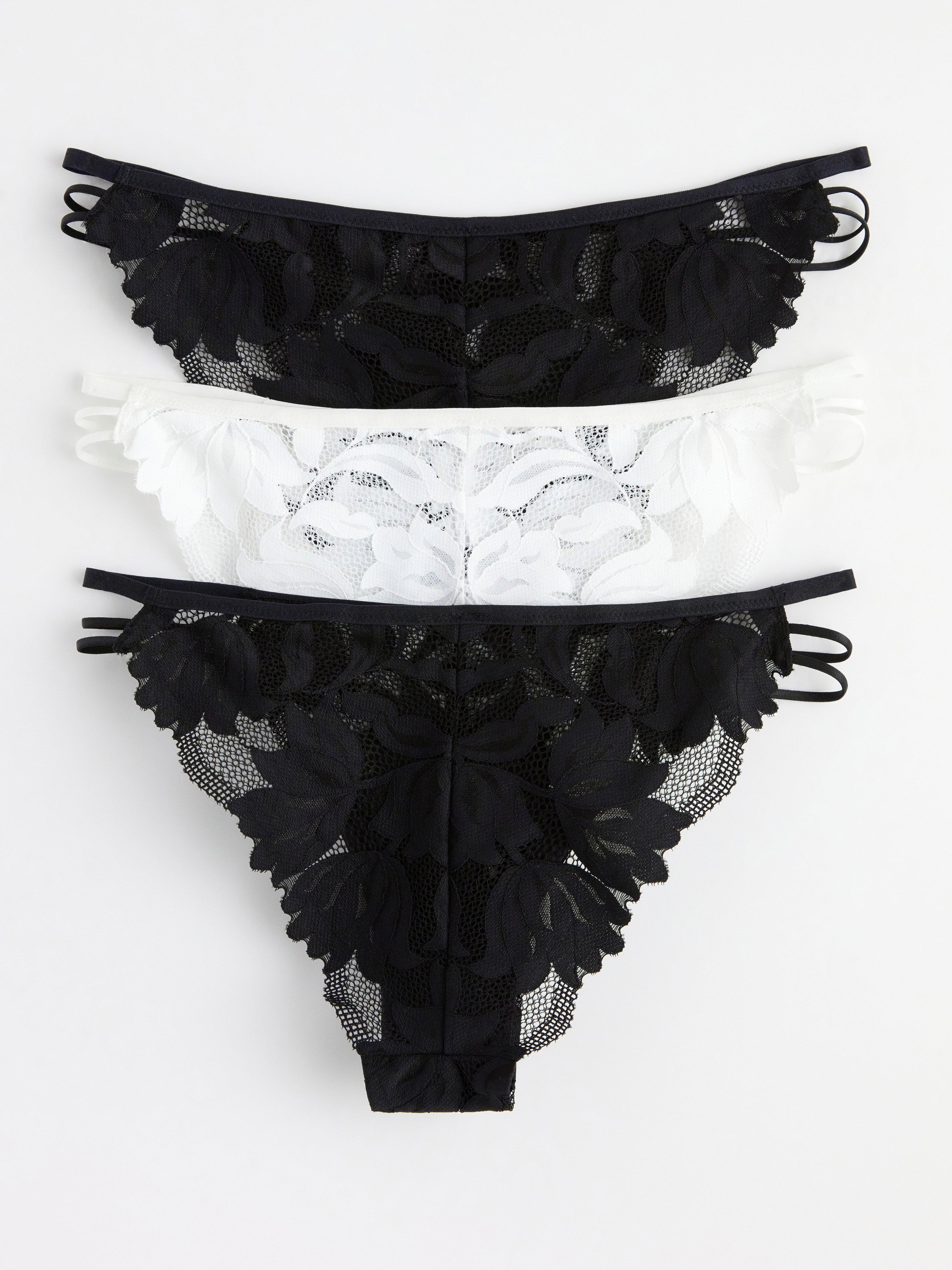 3-pack brazilian briefs low waist with lace Black