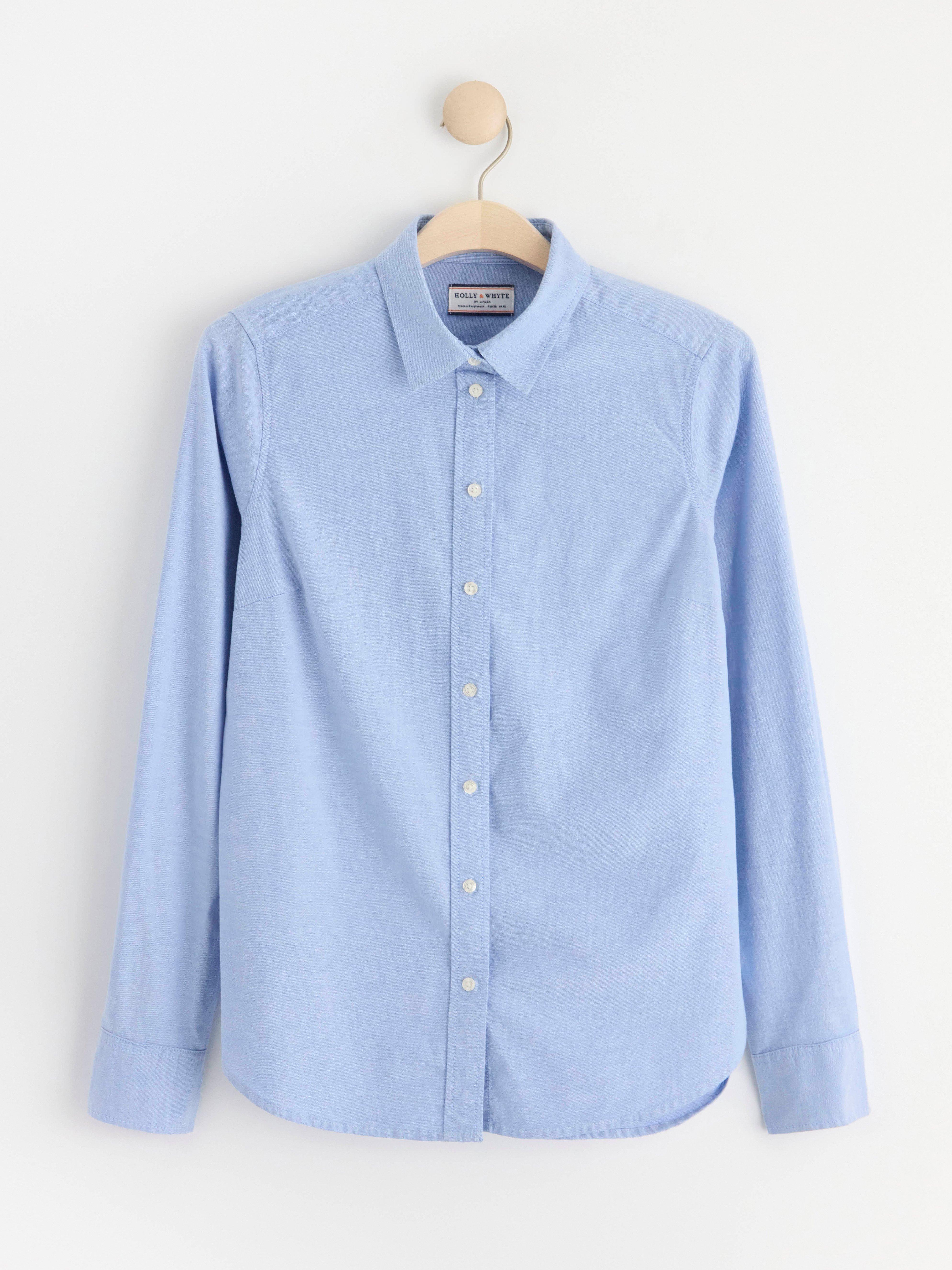 Long sleeved oxford shirt chambray blue