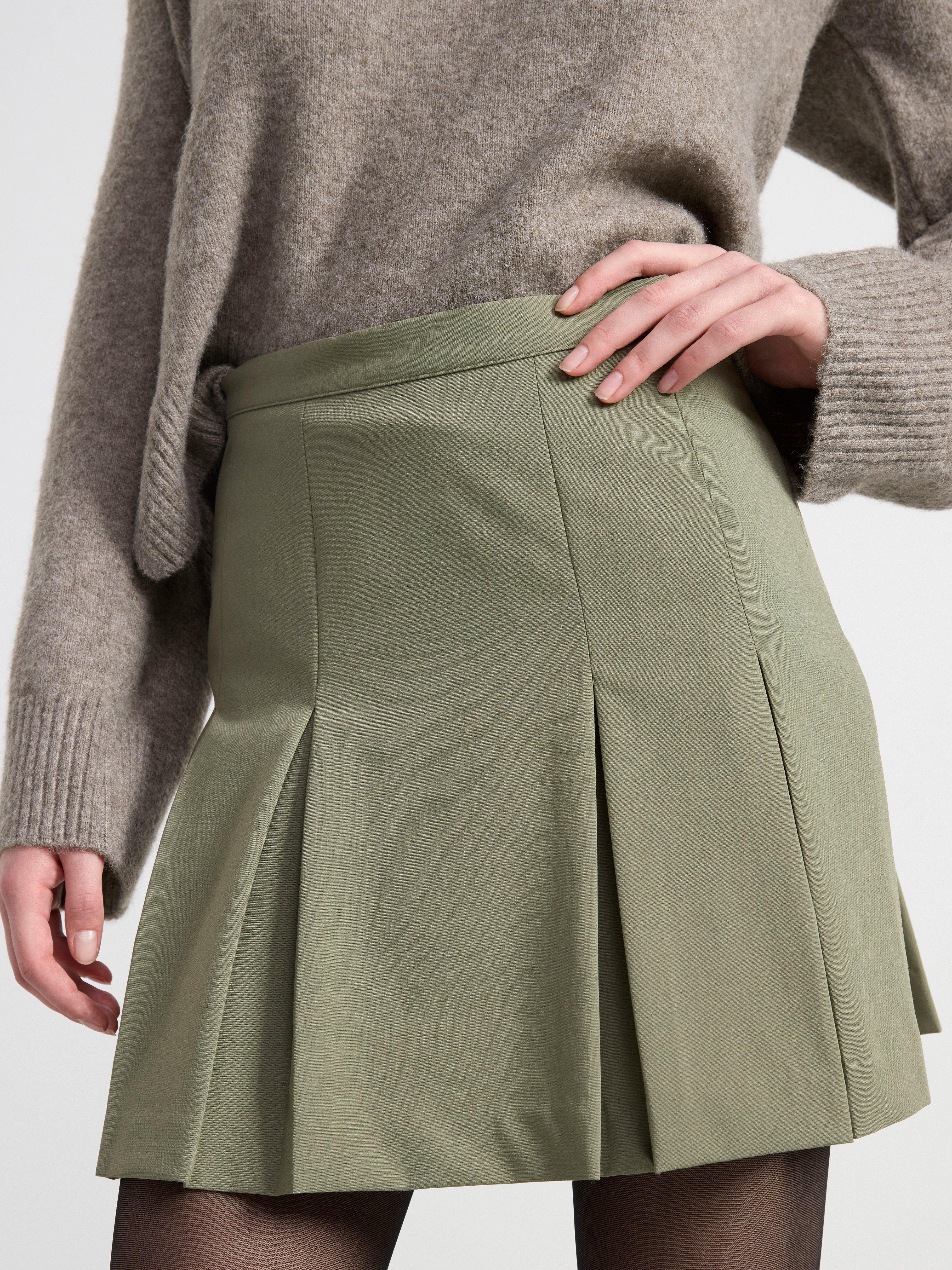 Pleated mini skirt Dark Khaki