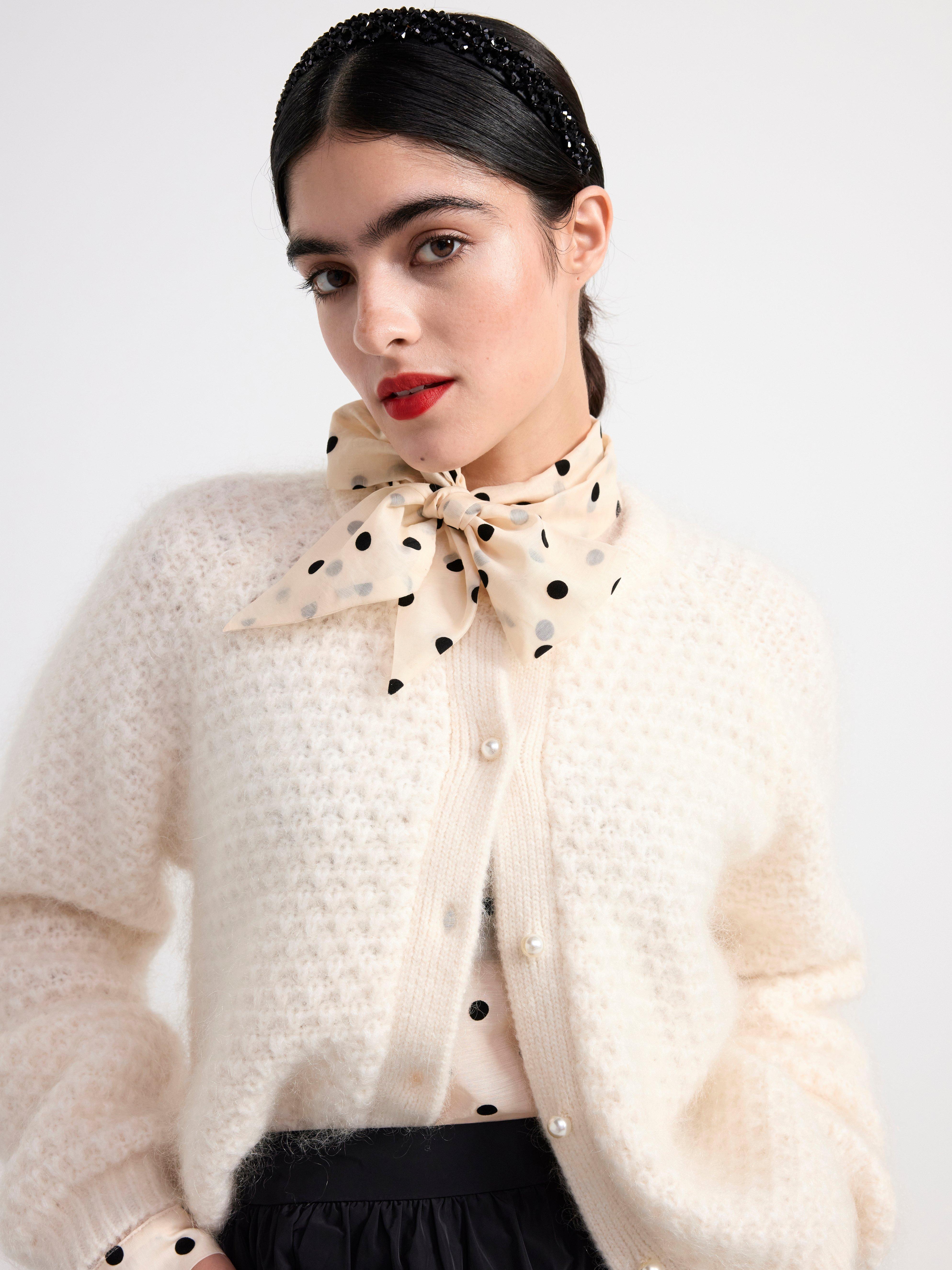Knitted cardigan in mohair blend Light Dusty White