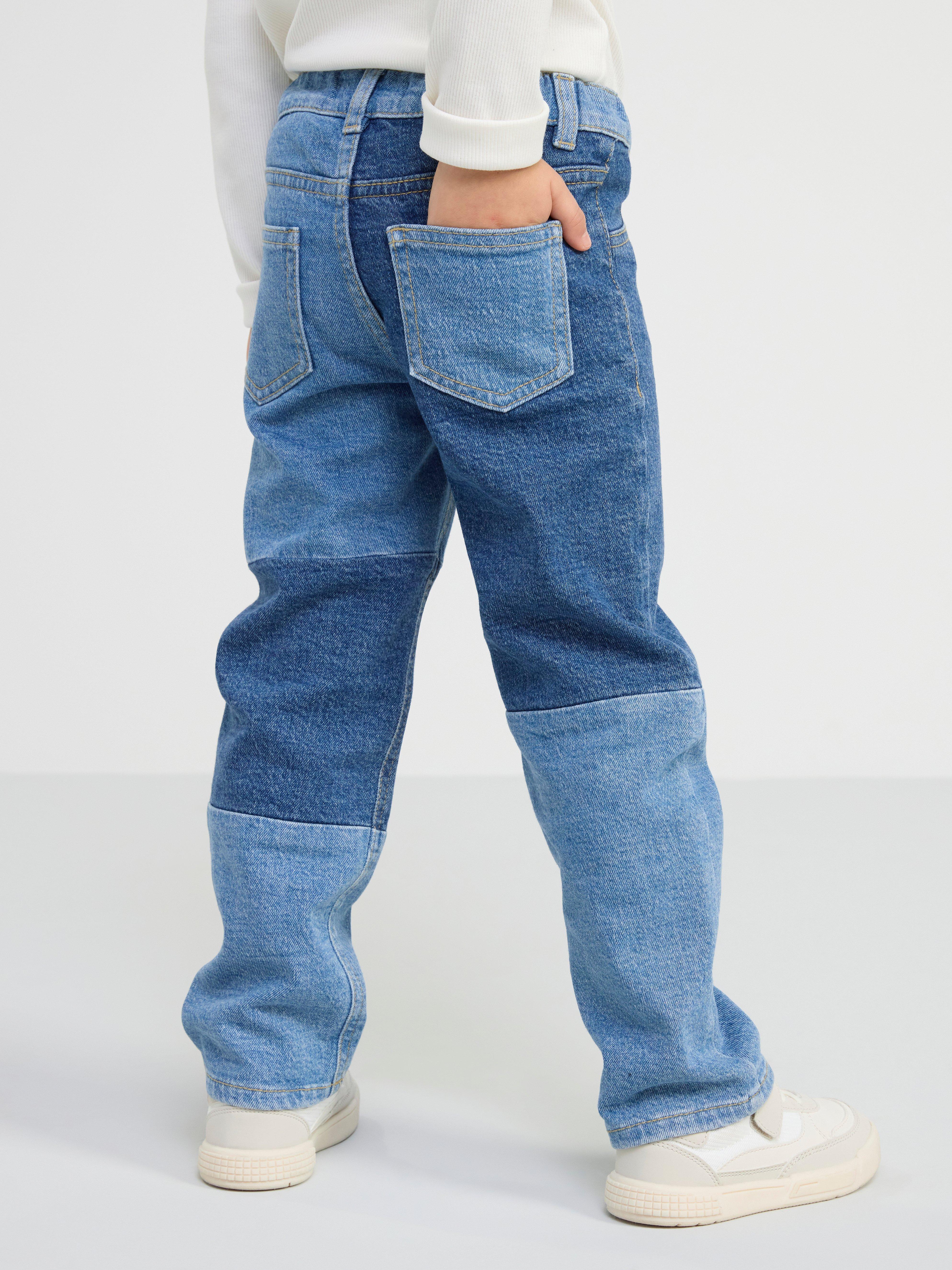 STINA Straight regular waist jeans with patchwork Denim