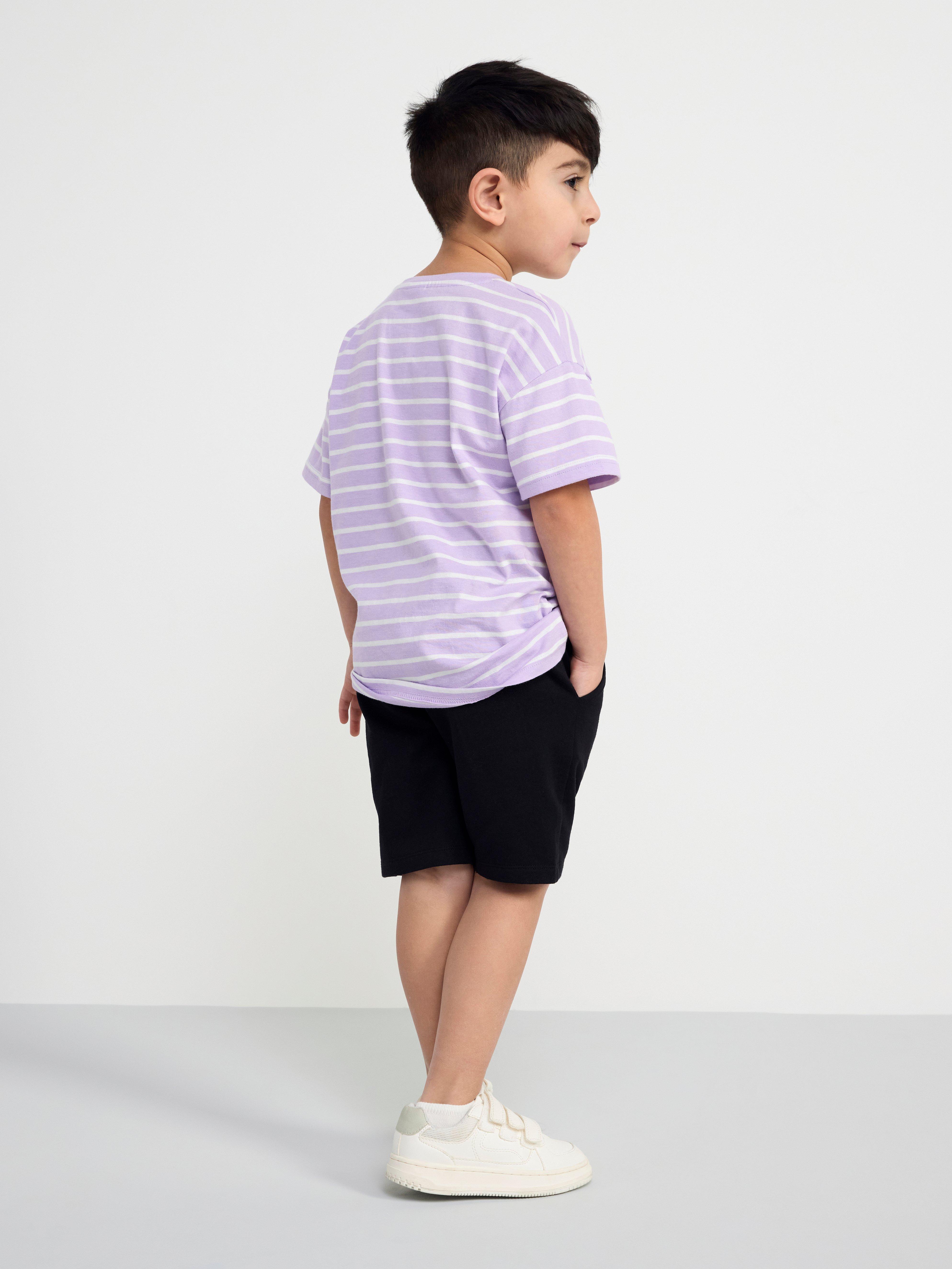 Oversize t-shirt with stripes Light Lilac