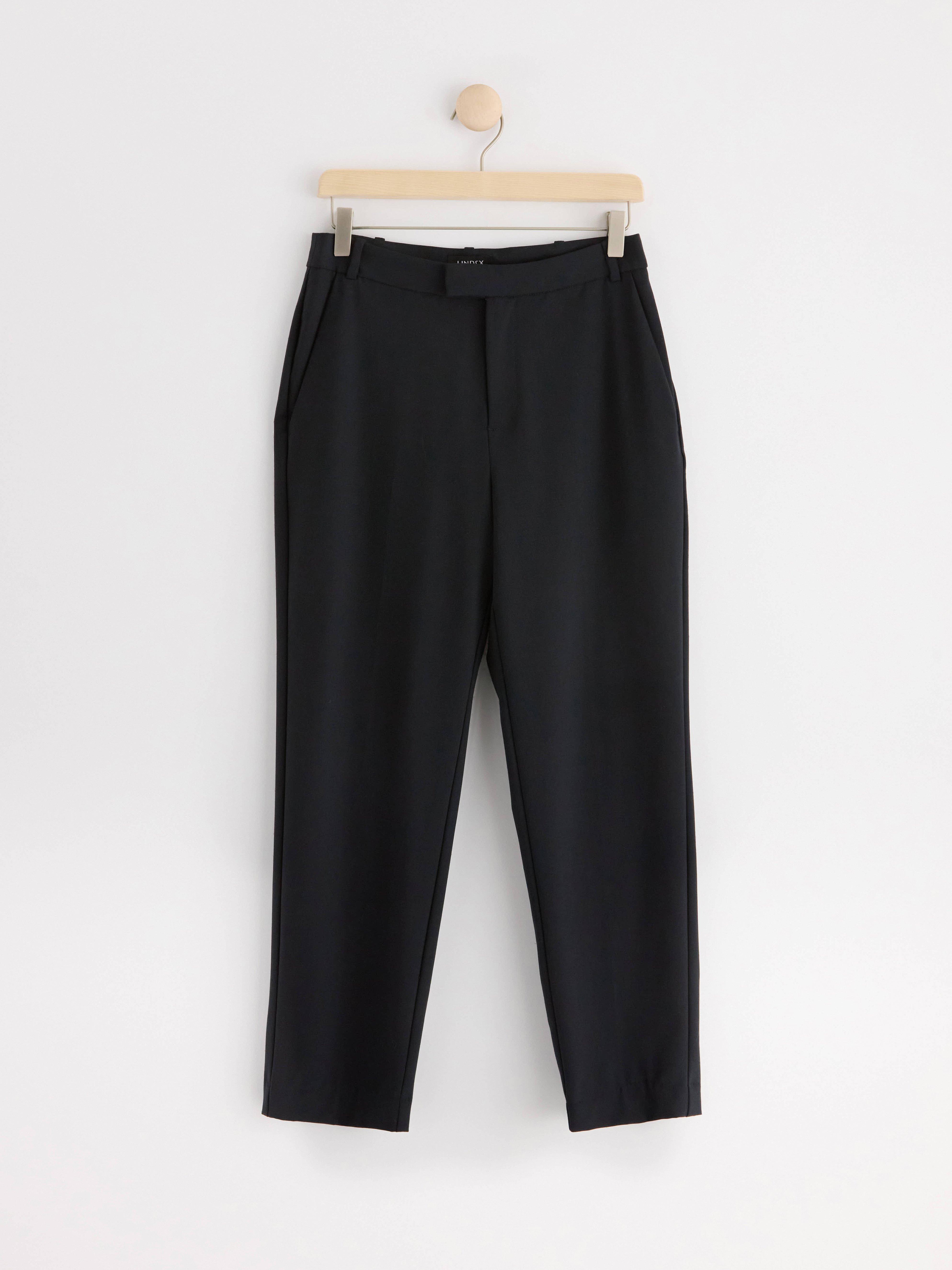 POLLY Straight cropped trousers with regular waist Off Black