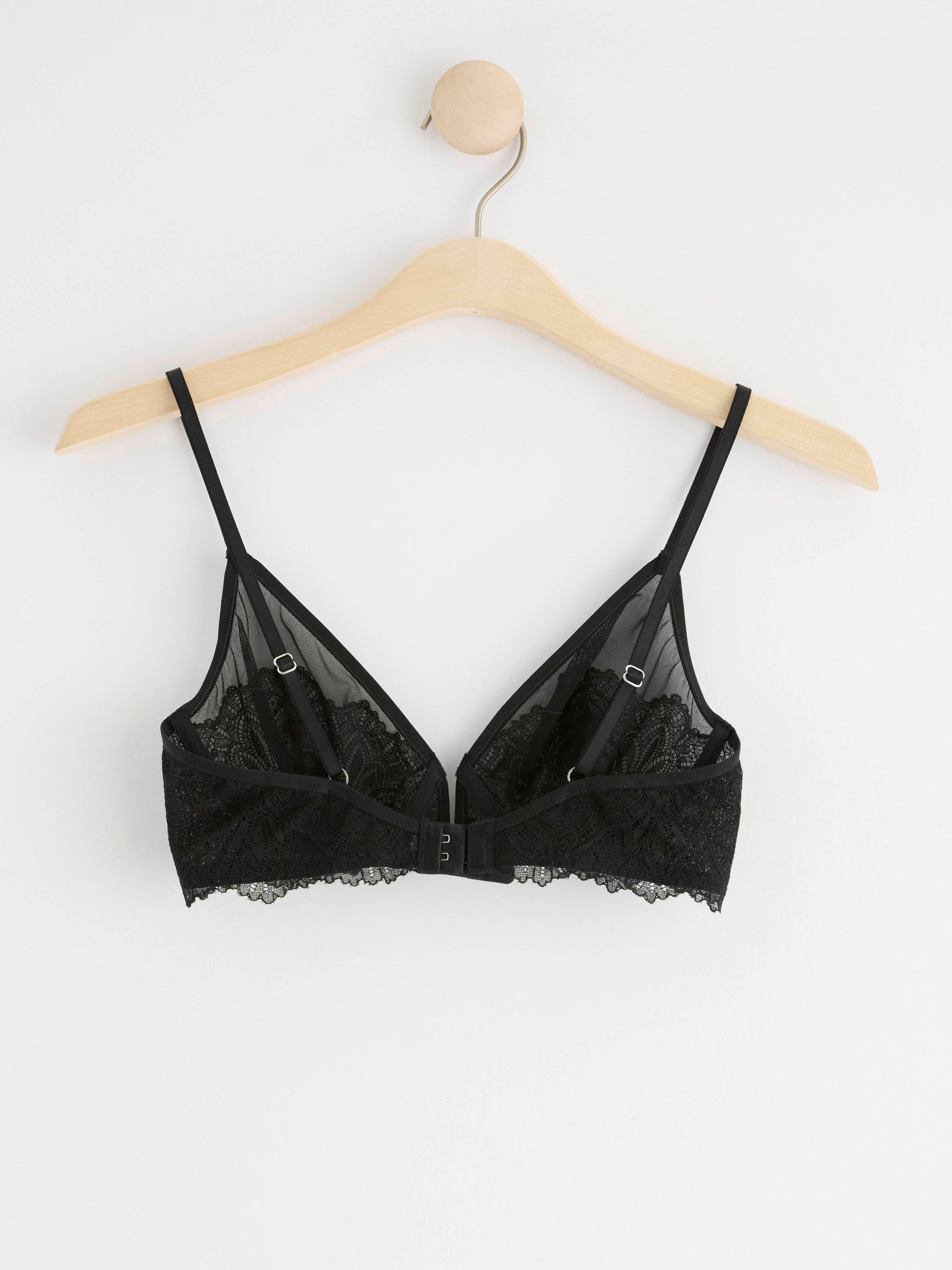 Unpadded bra with lace Black