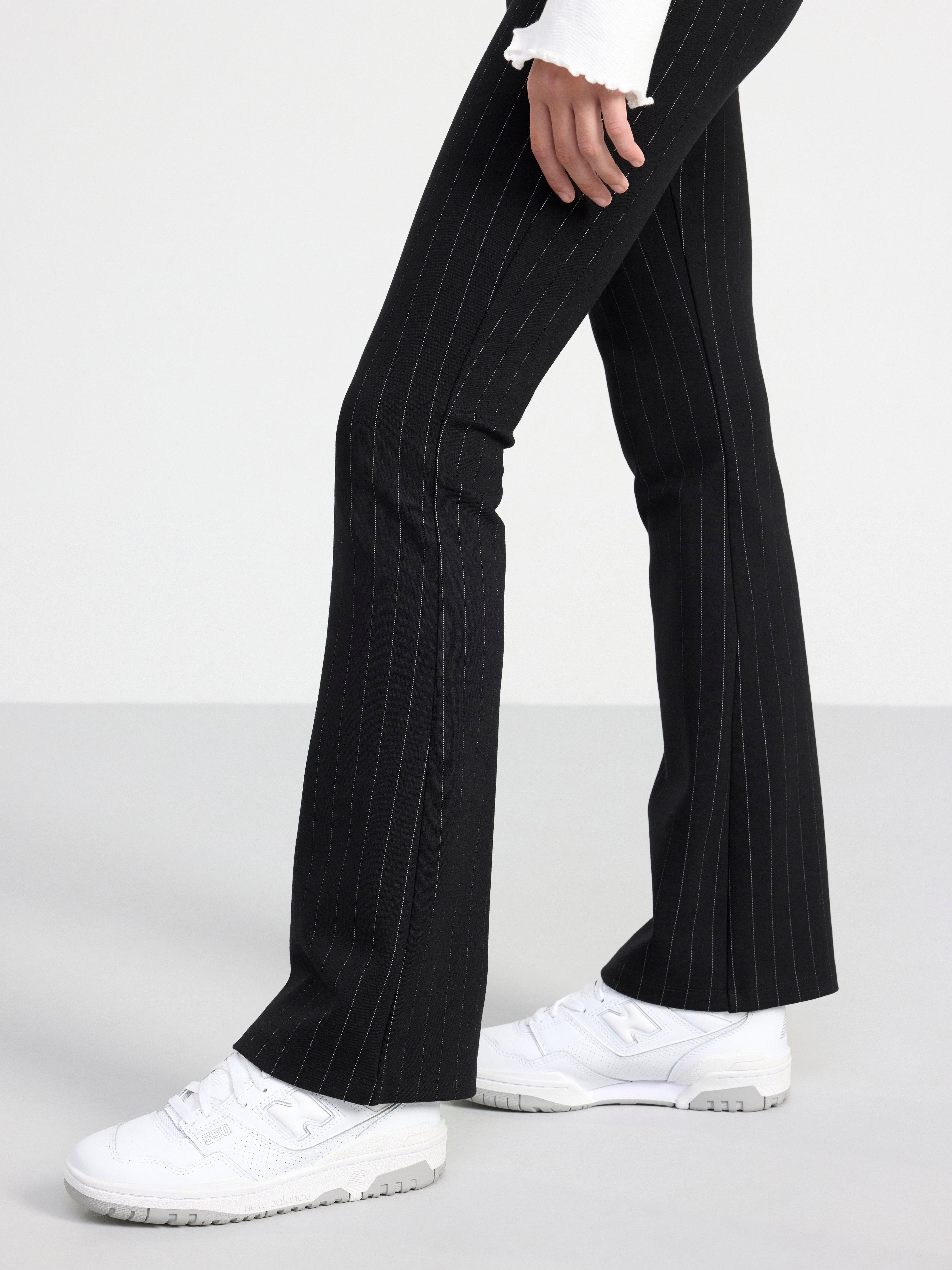 Flared trousers with stripes Black