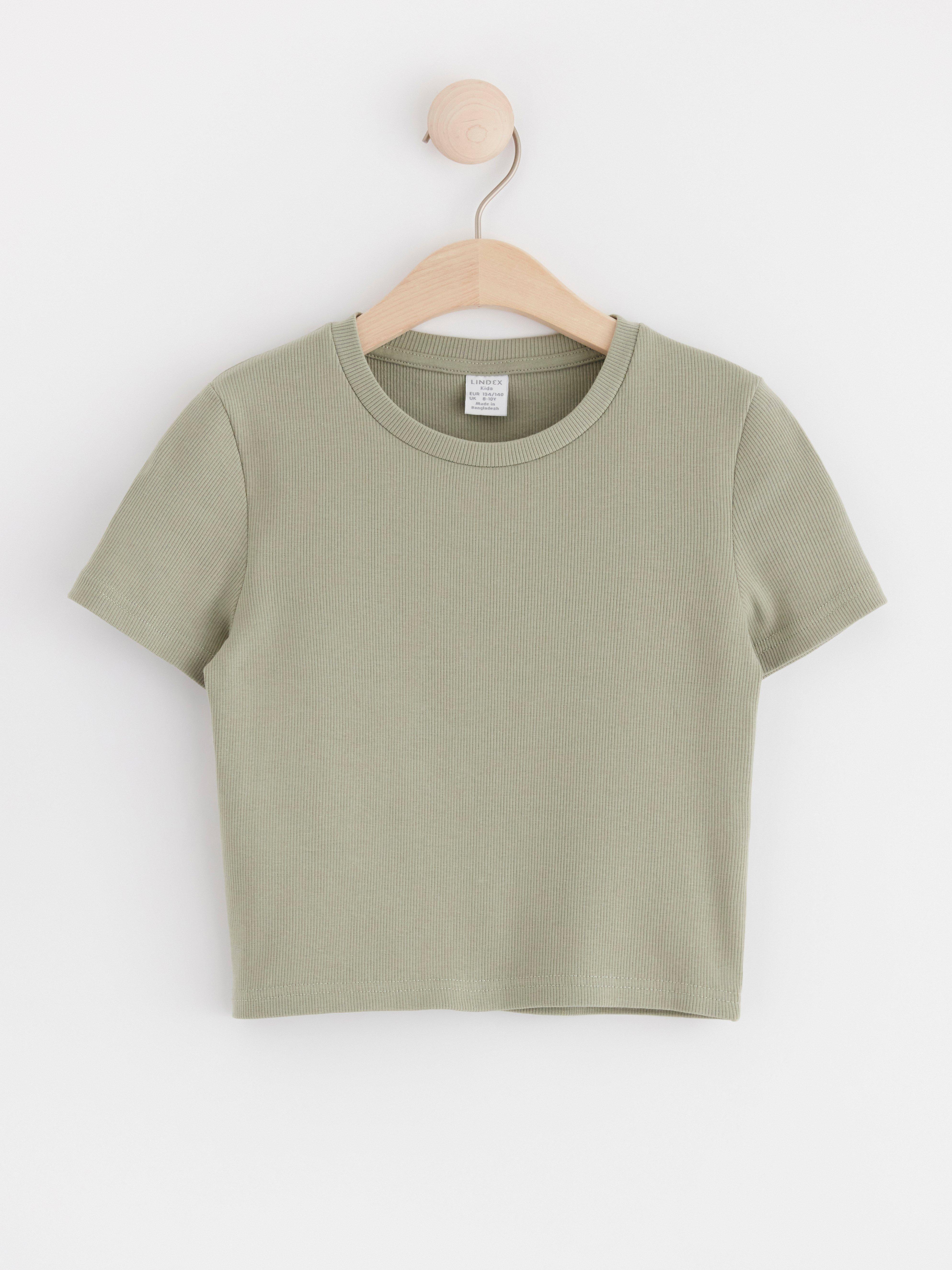 Ribbed cropped top Light Dusty Green