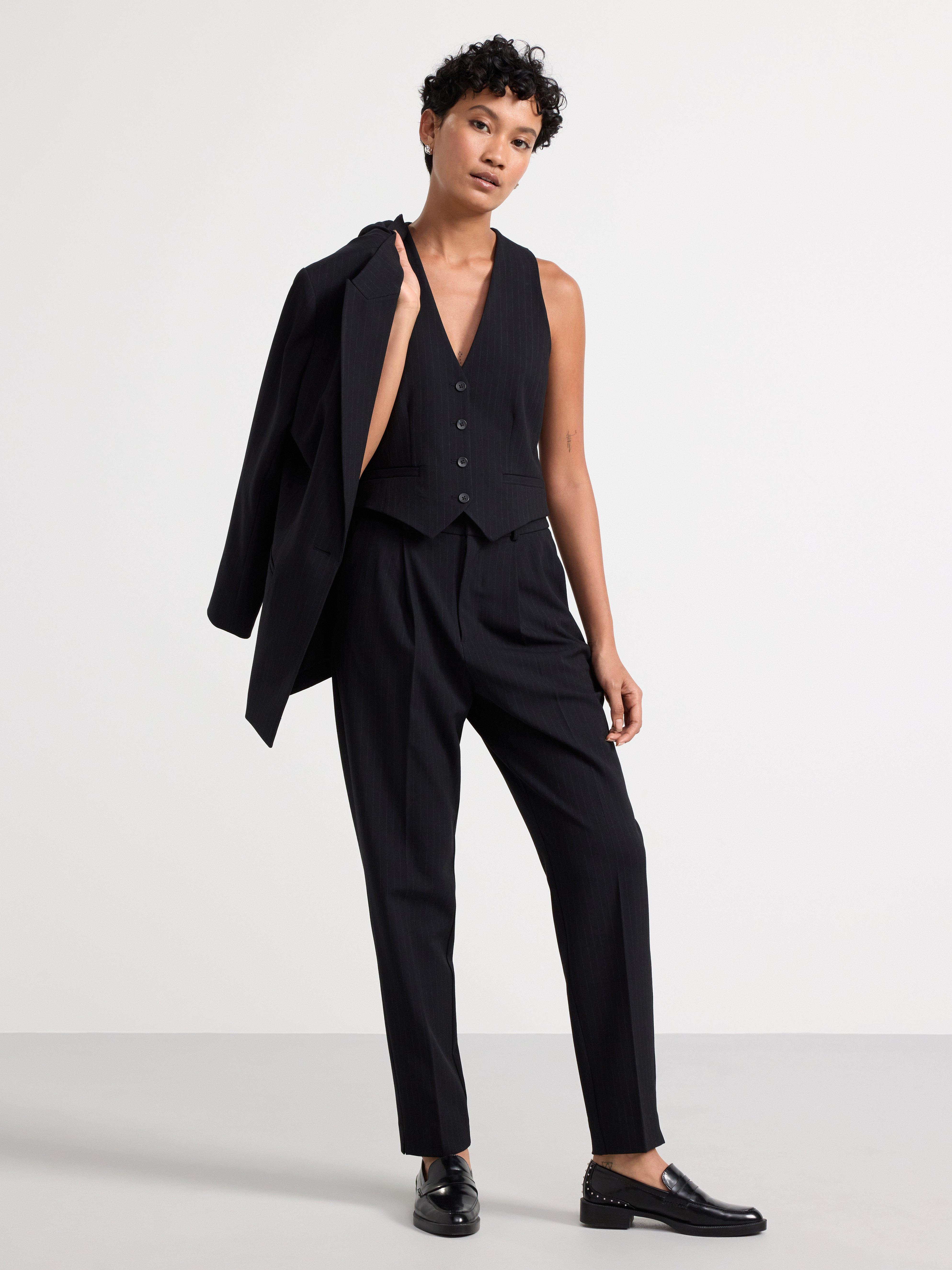 Pinstriped Trousers Black