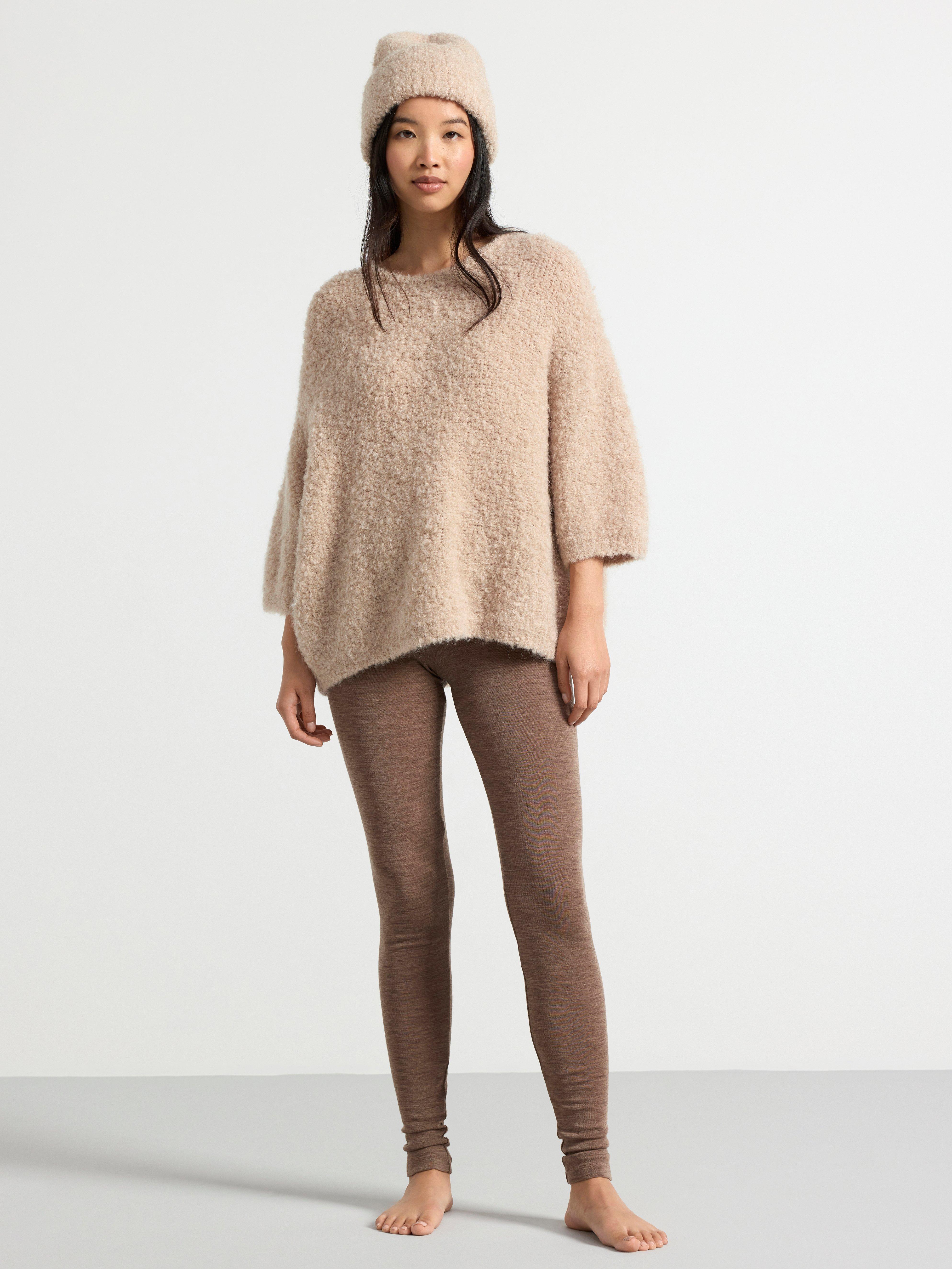 Leggings in merino wool Brown melange