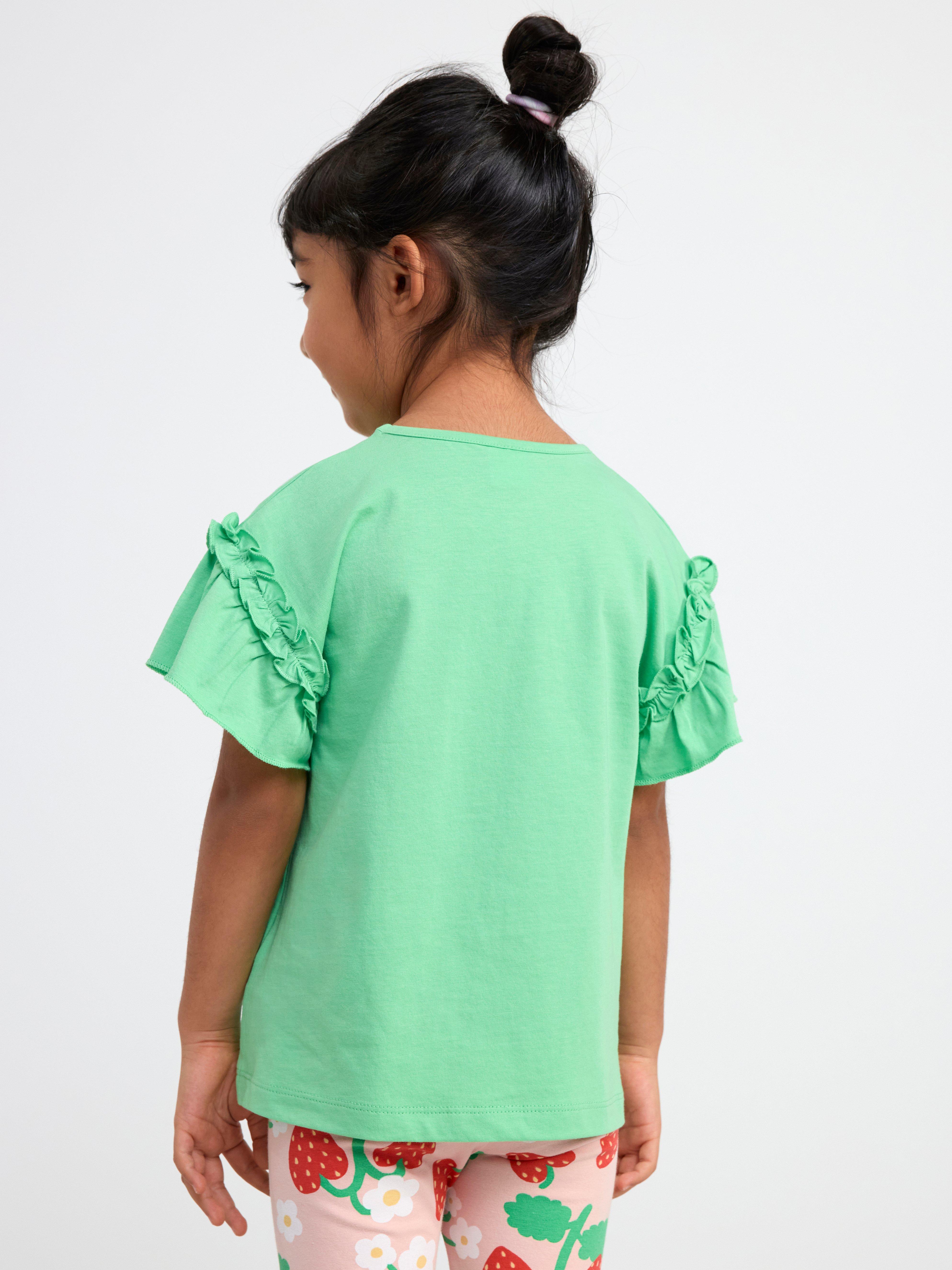 Short sleeve top with frills Green