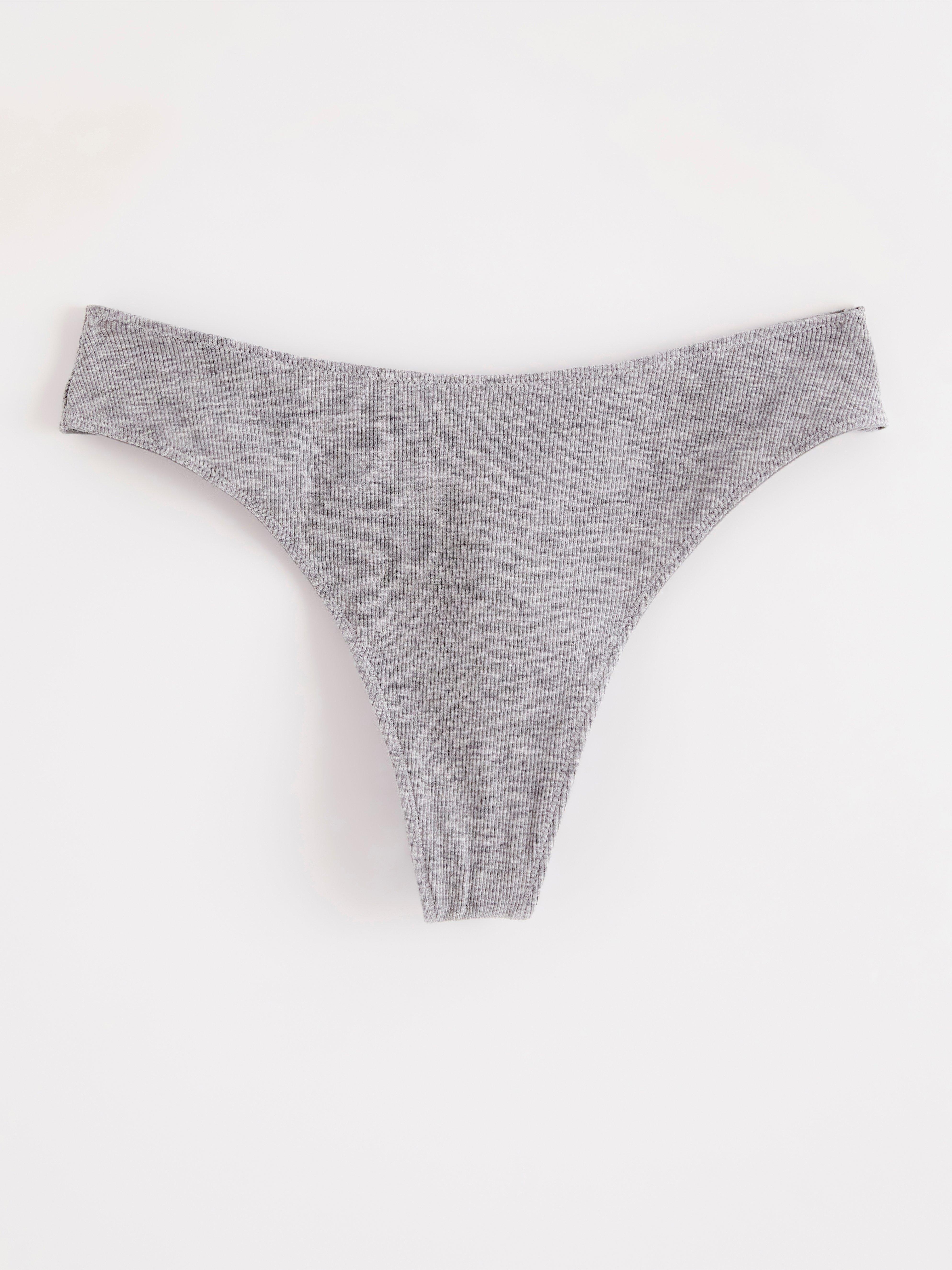 Ribbed thong low Grey Melange