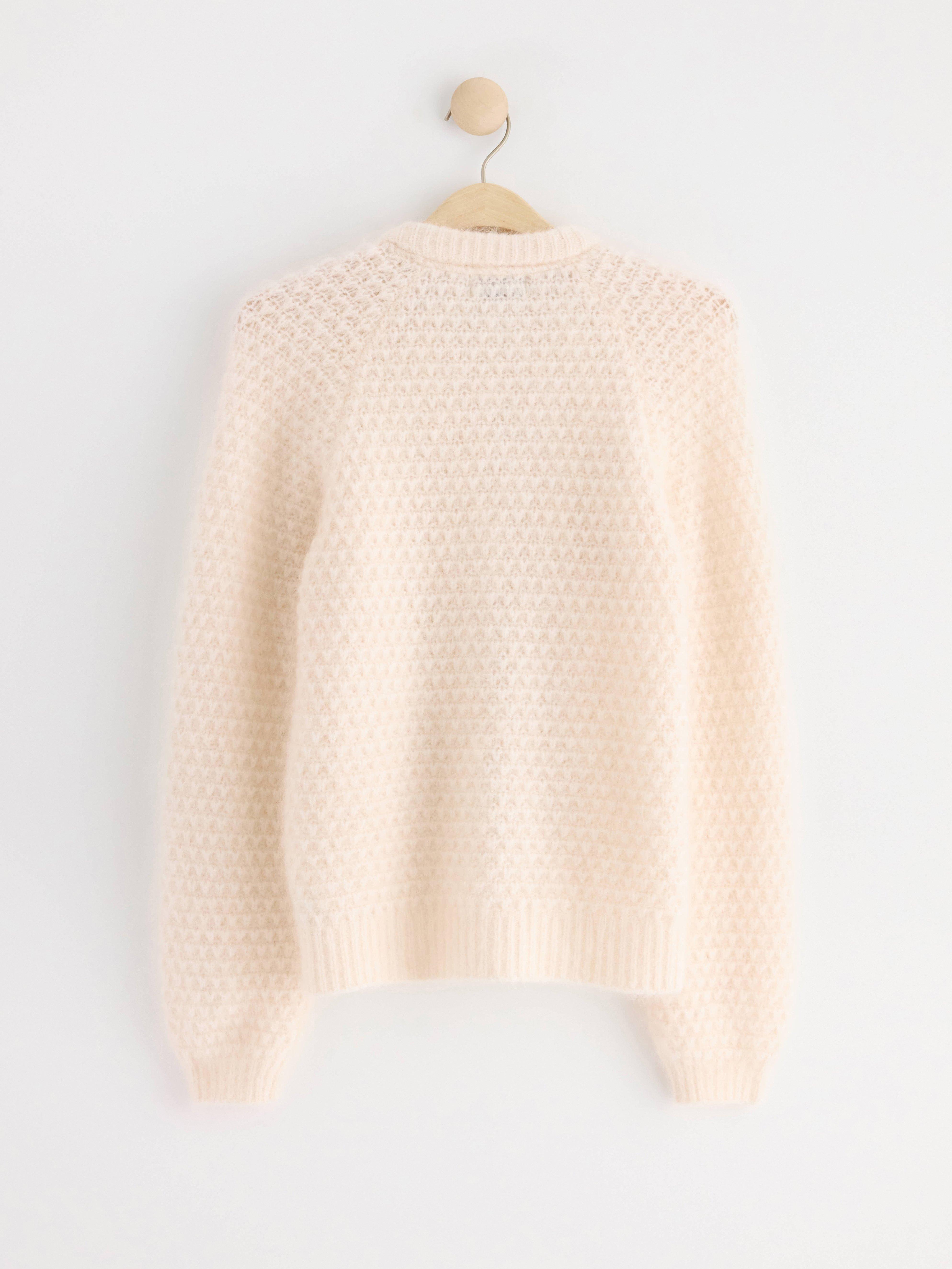 Knitted cardigan in mohair blend Light Dusty White