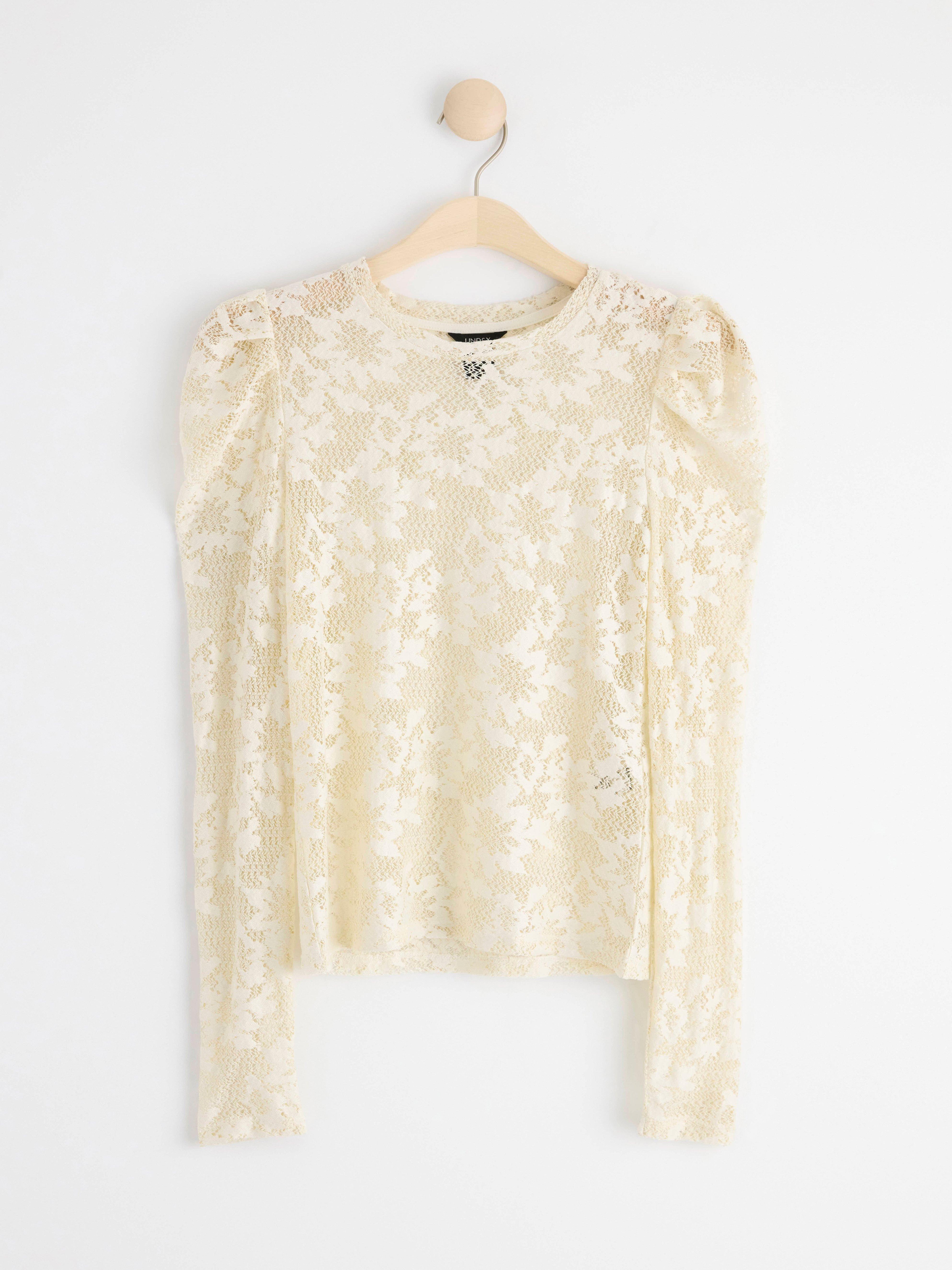 Long sleeve lace top Off White