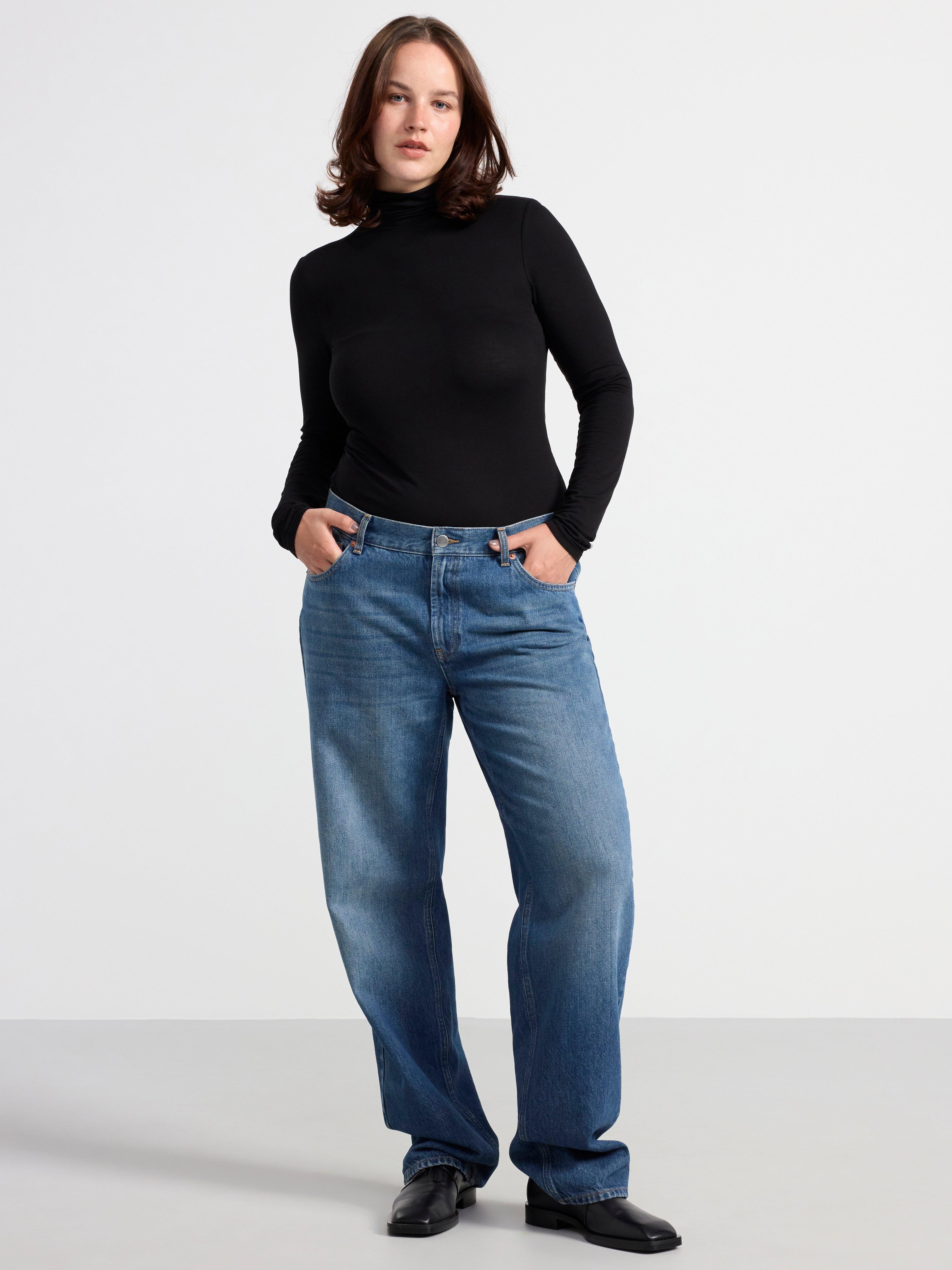 Long sleeve roll neck top Black