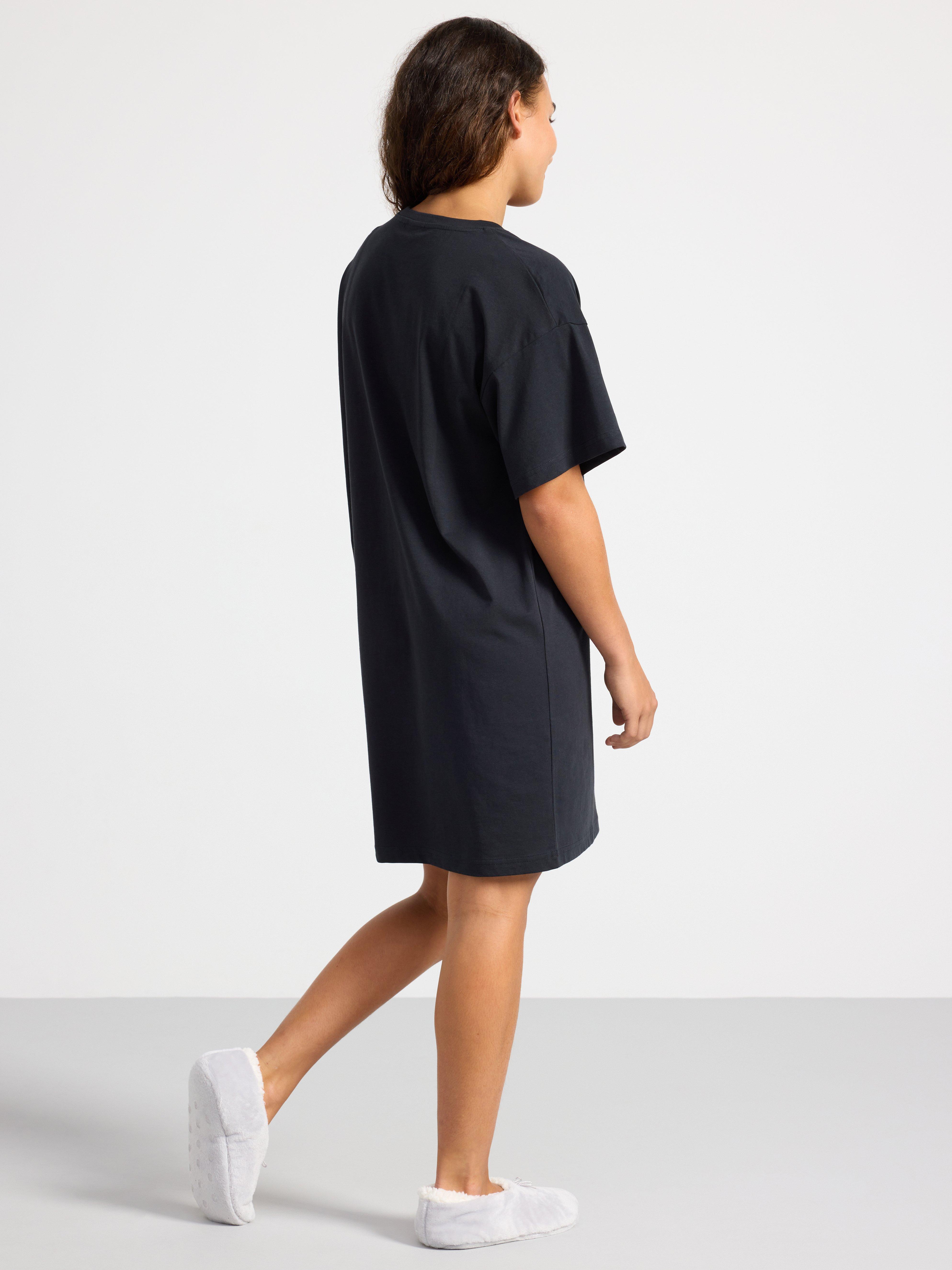 Night dress with print Off black