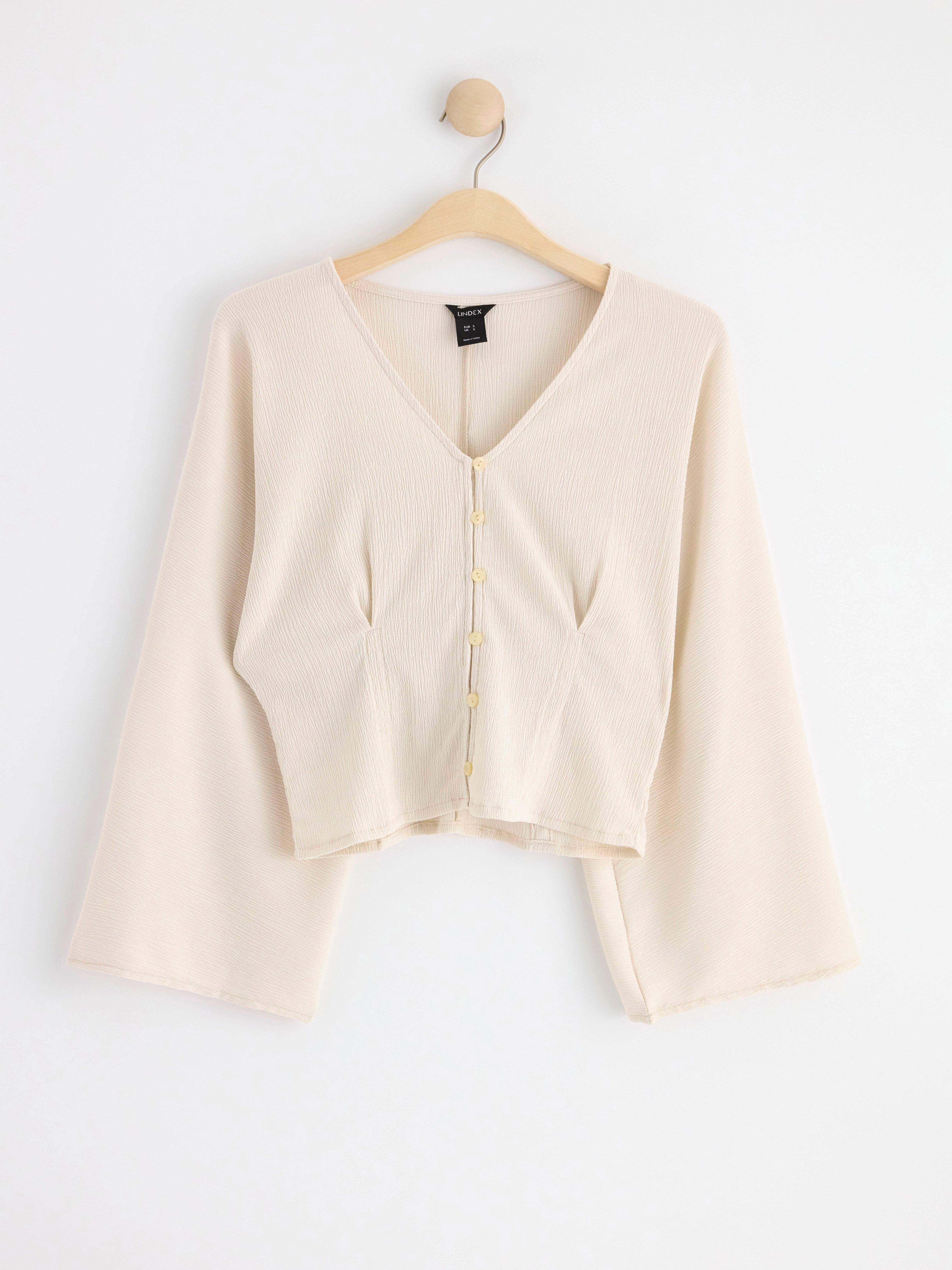Textured jersey blouse Light Beige