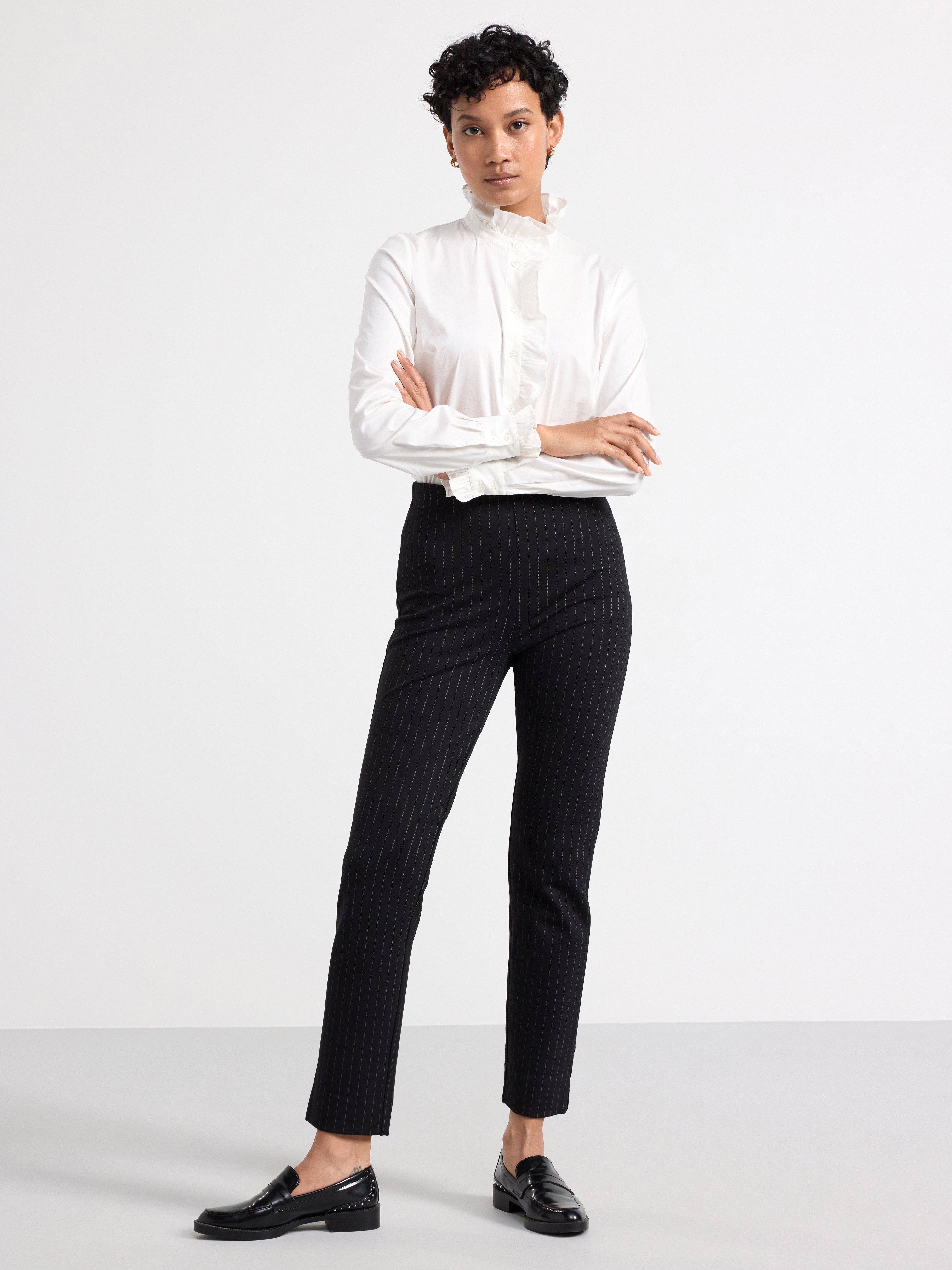 High waist trousers in stretchy jersey Black
