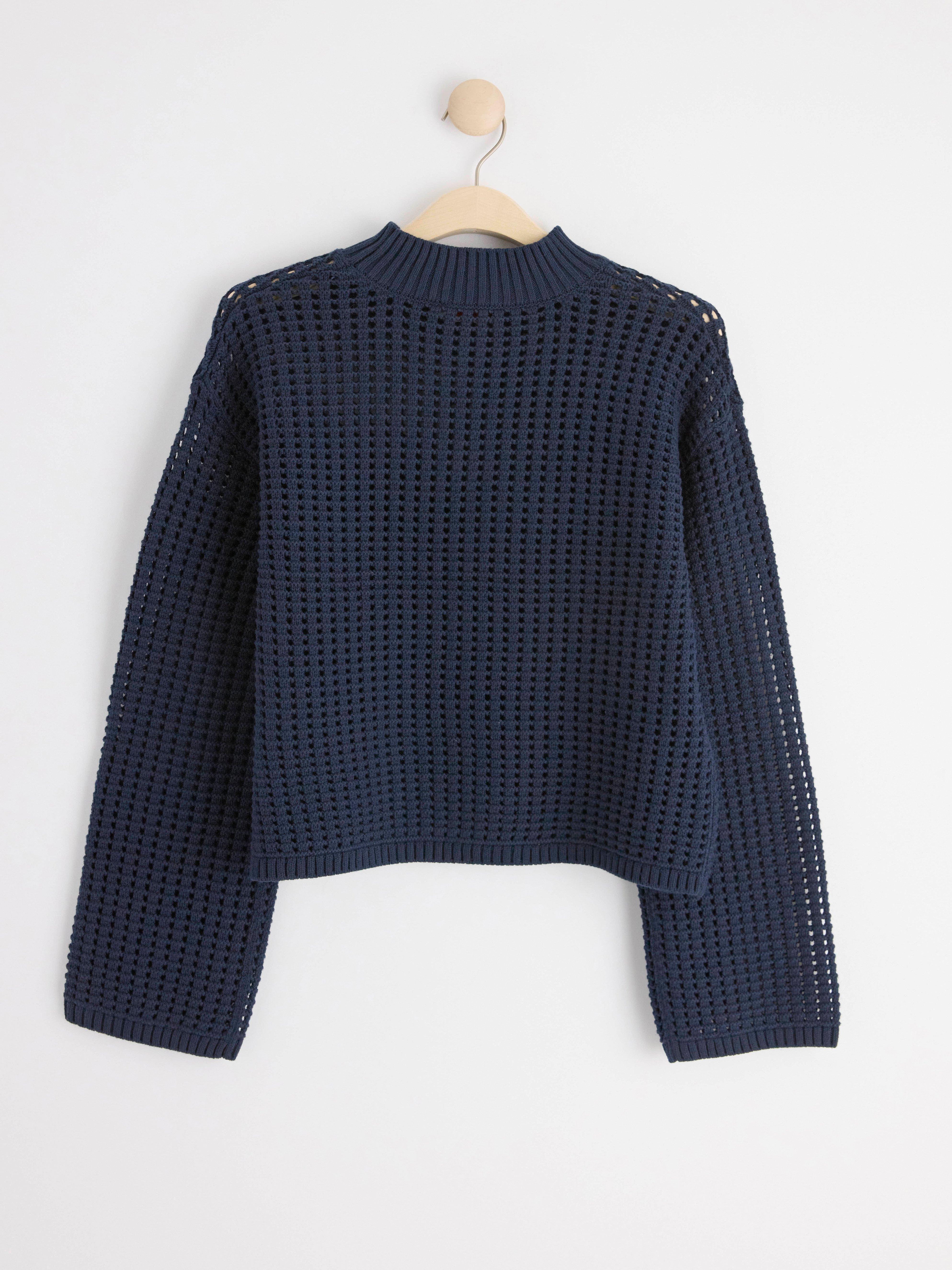 Hole knitted jumper Navy