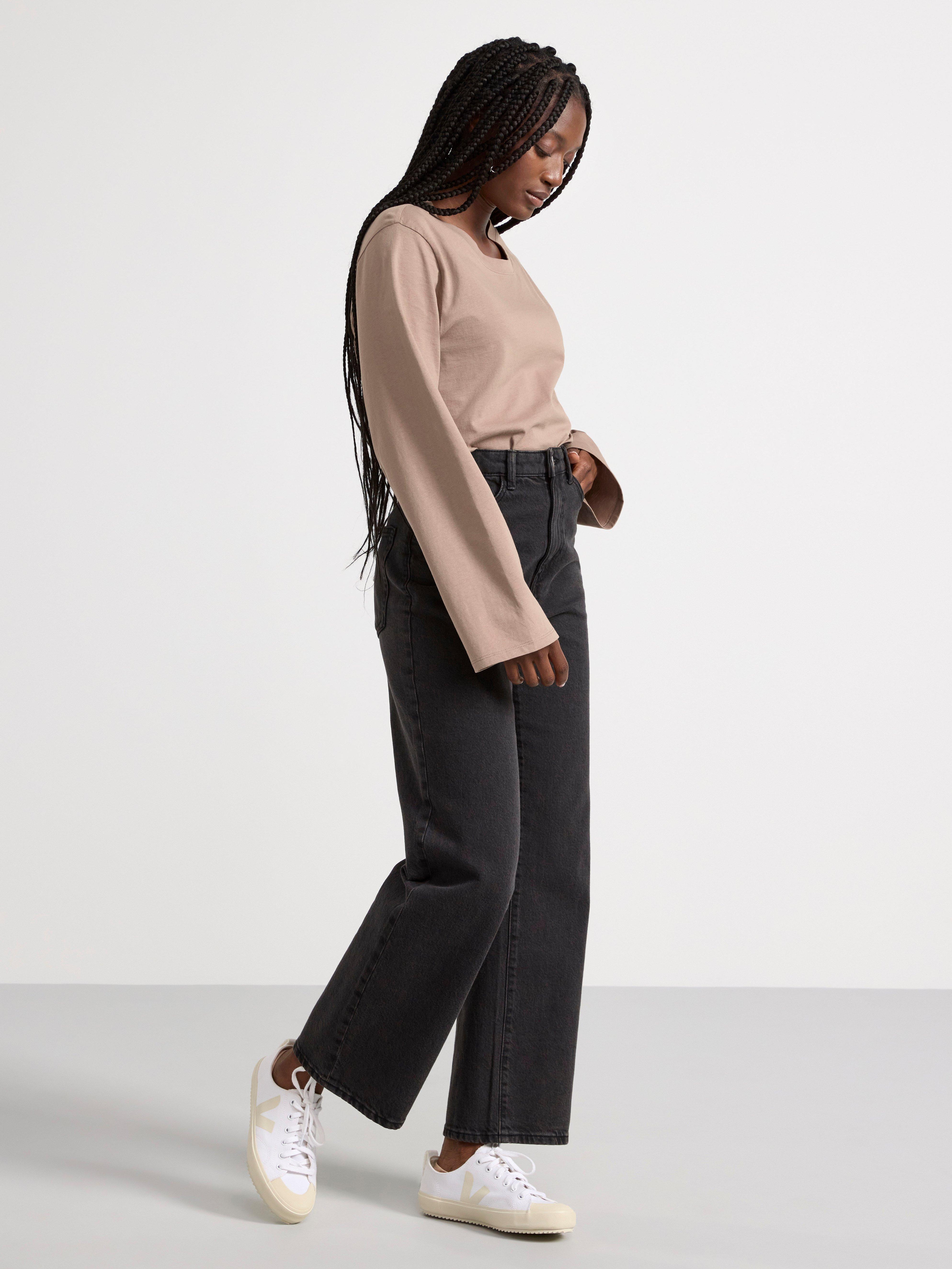 Long sleeve top in cotton Light Dusty Brown