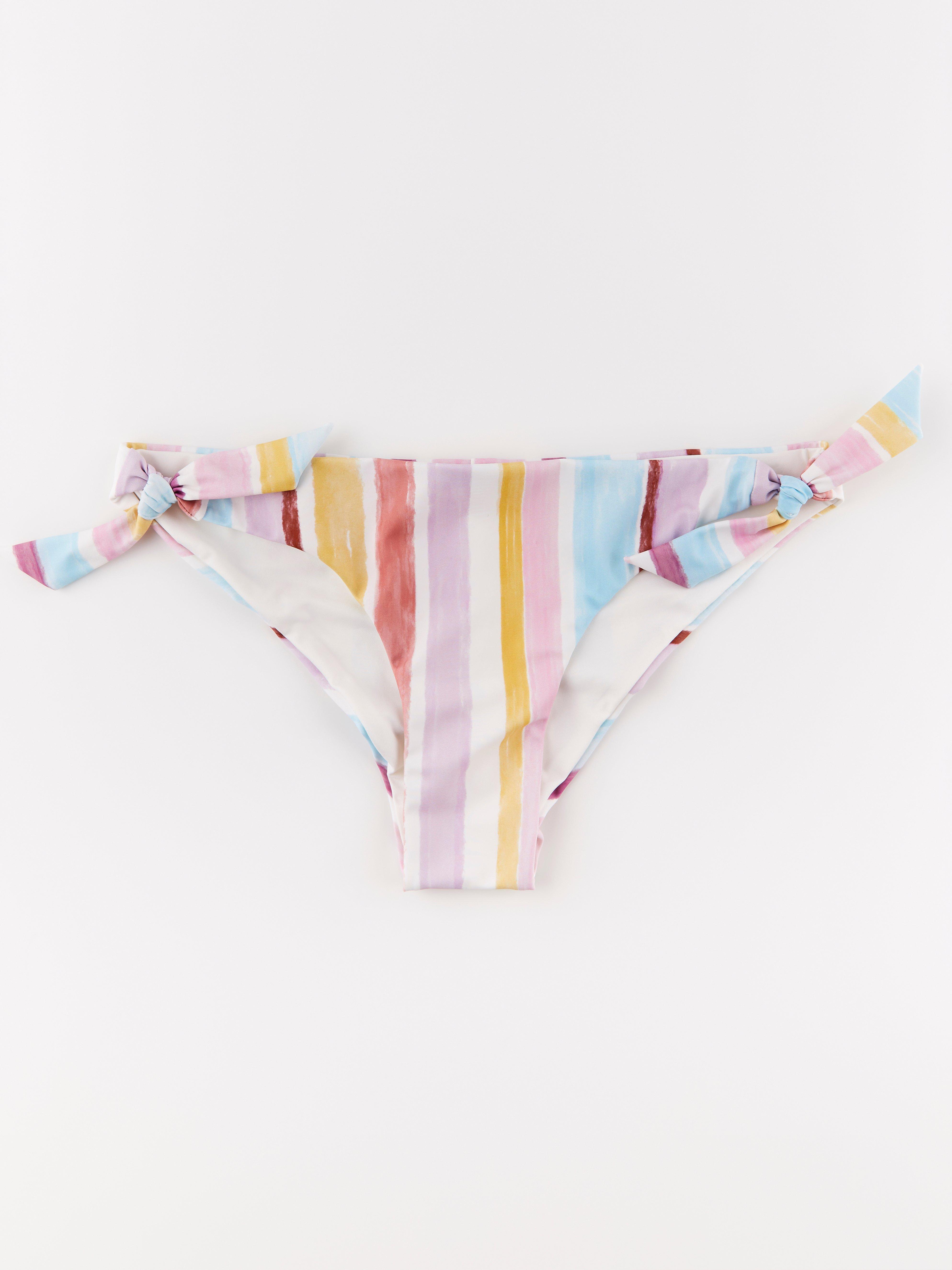 Brazilian low bikini briefs with stripes Yellow