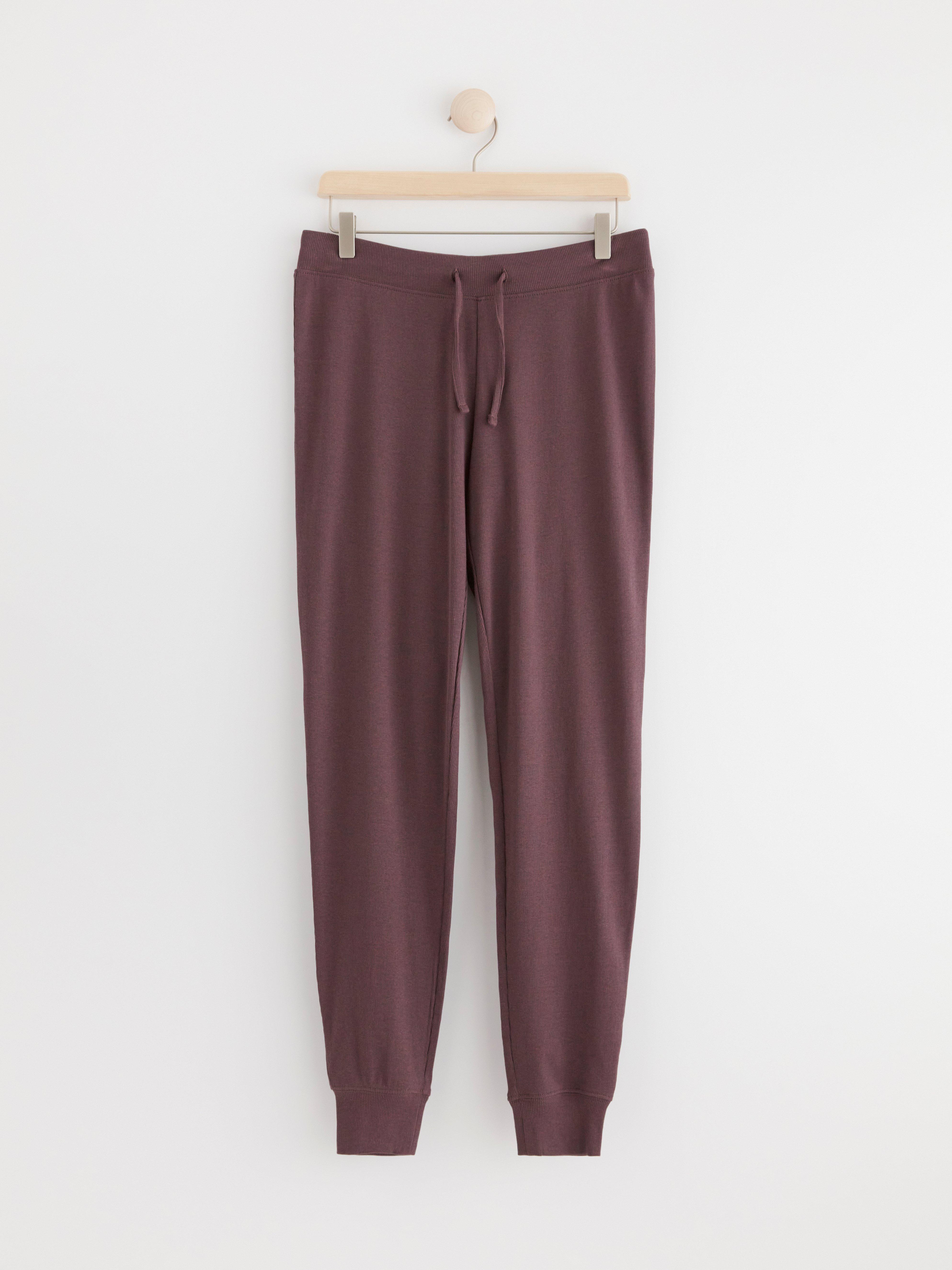 Ribbed pyjama trousers Dark Dusty Lilac