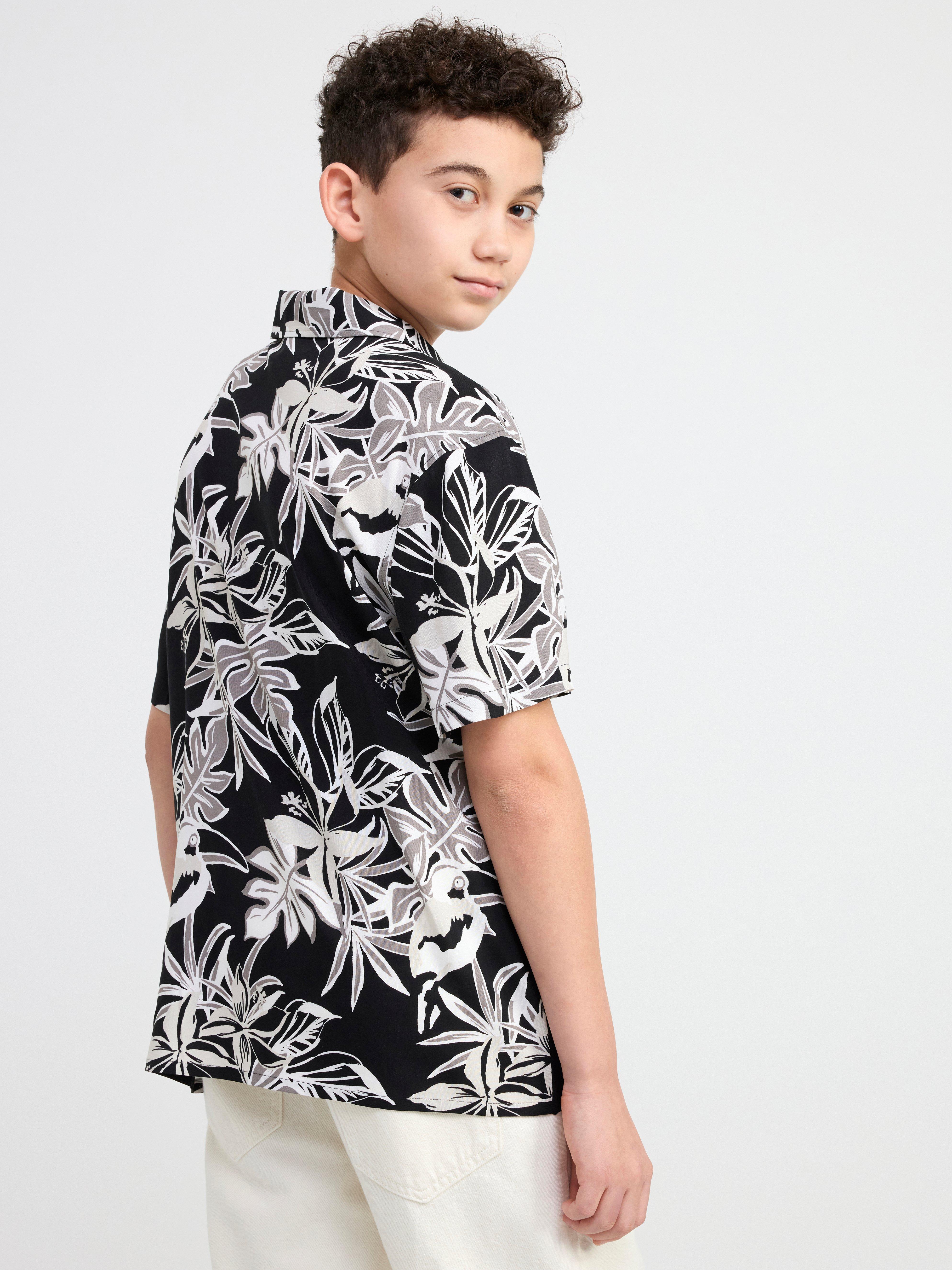 Short sleeve shirt with allover pattern Black