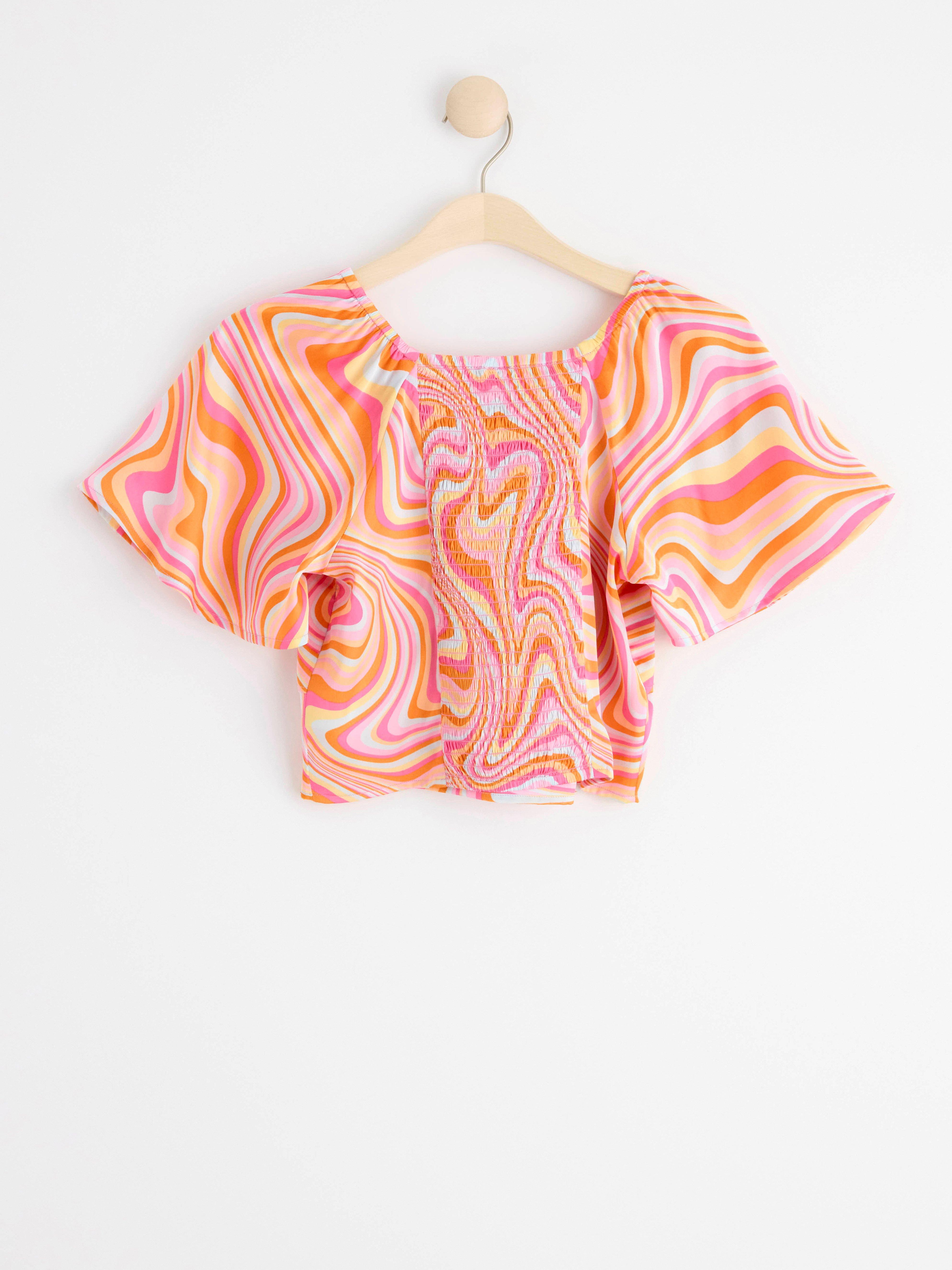 Cropped satin blouse Light Orange