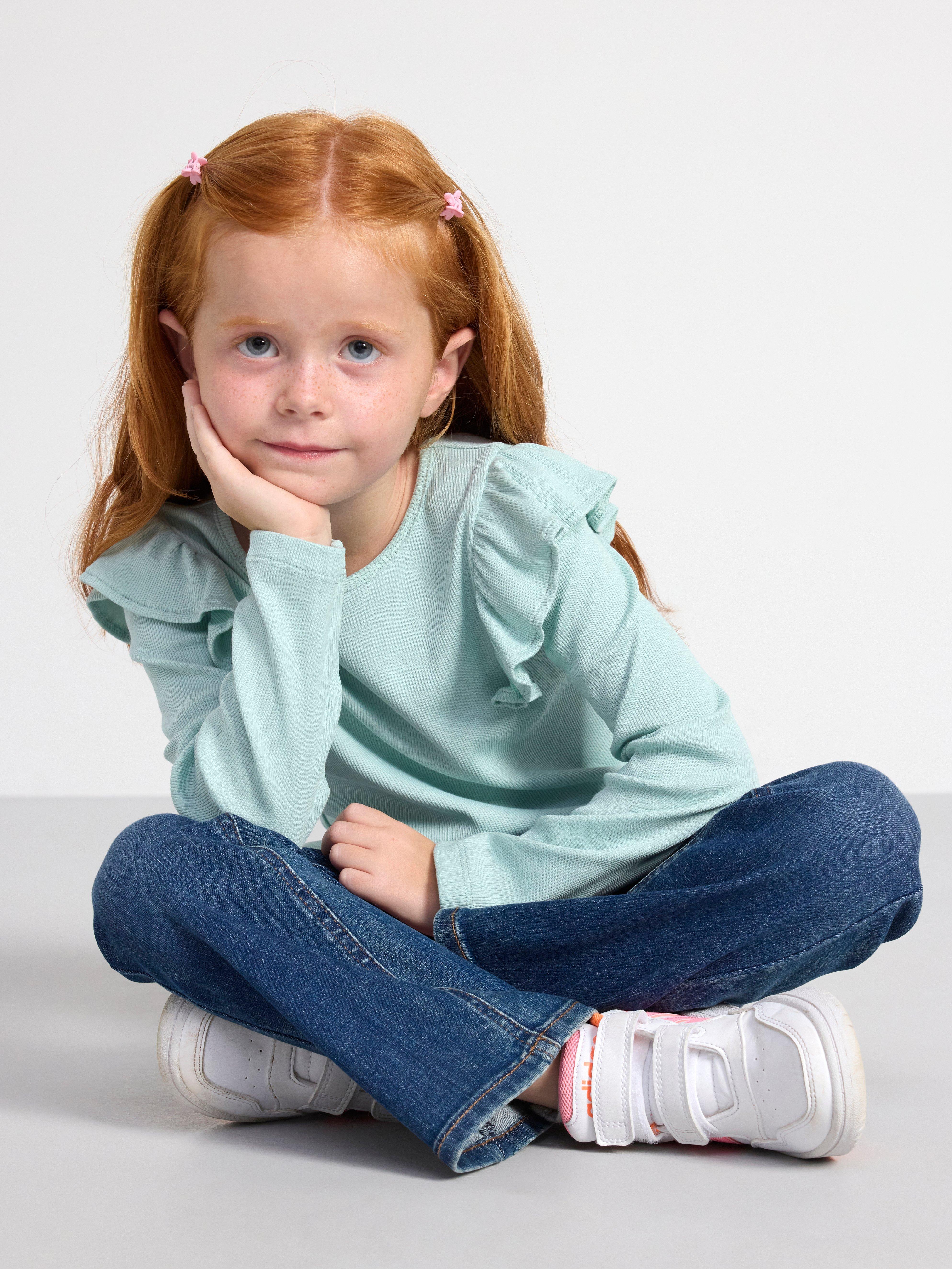 Long sleeve ribbed top Light Dusty Turquoise