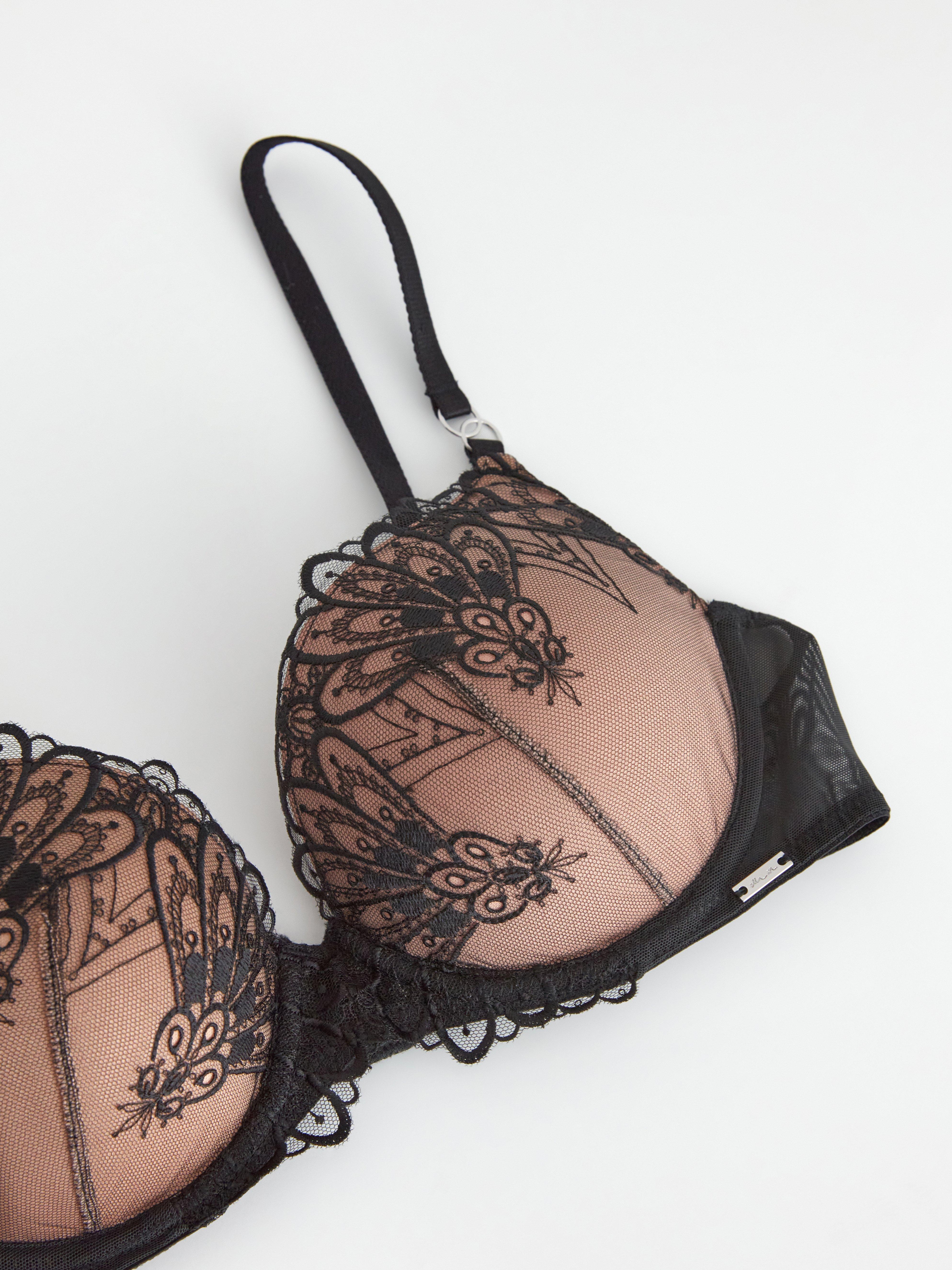 Orchid push-up bra with lace Black