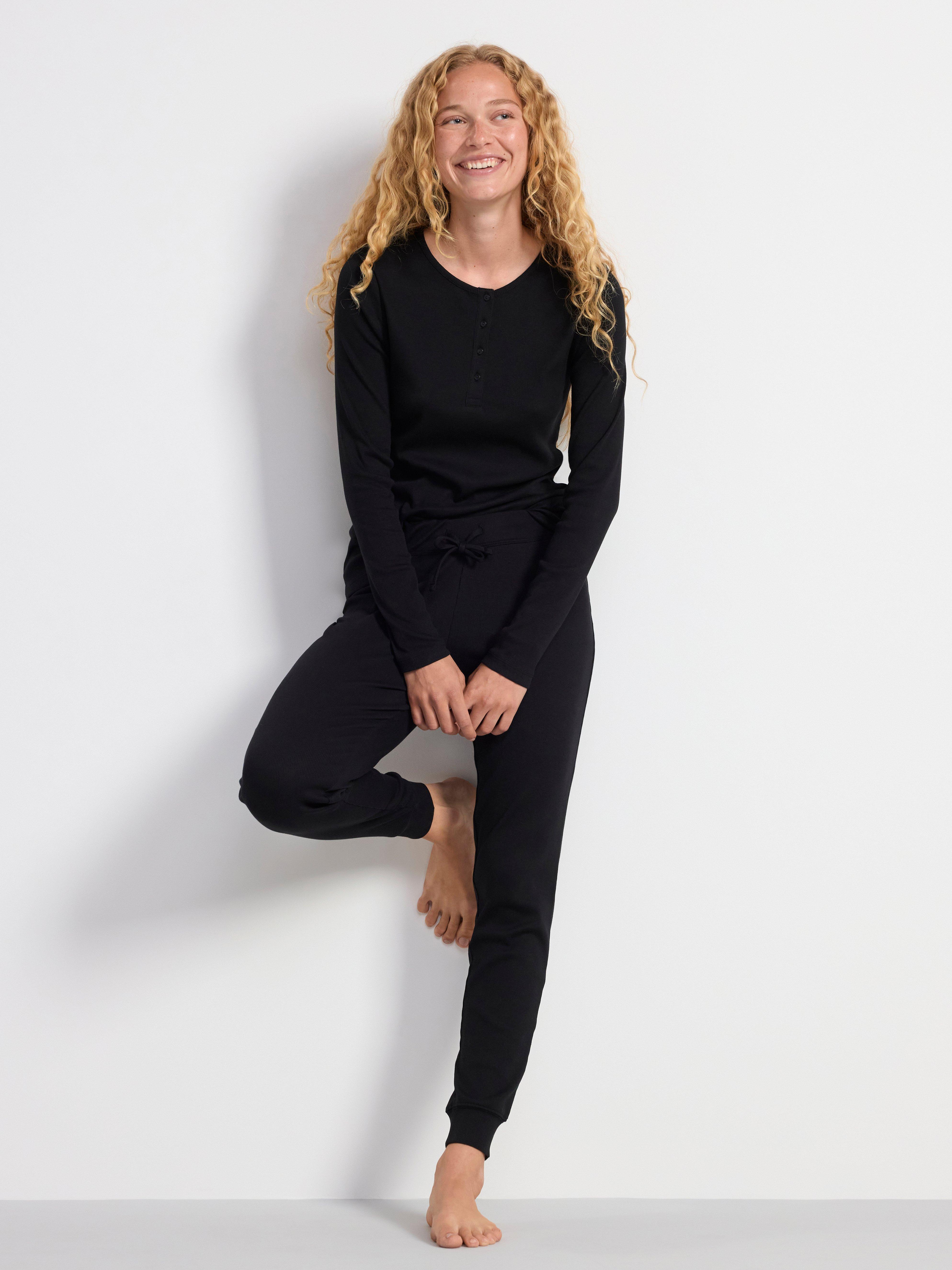 Ribbed pyjama trousers Black
