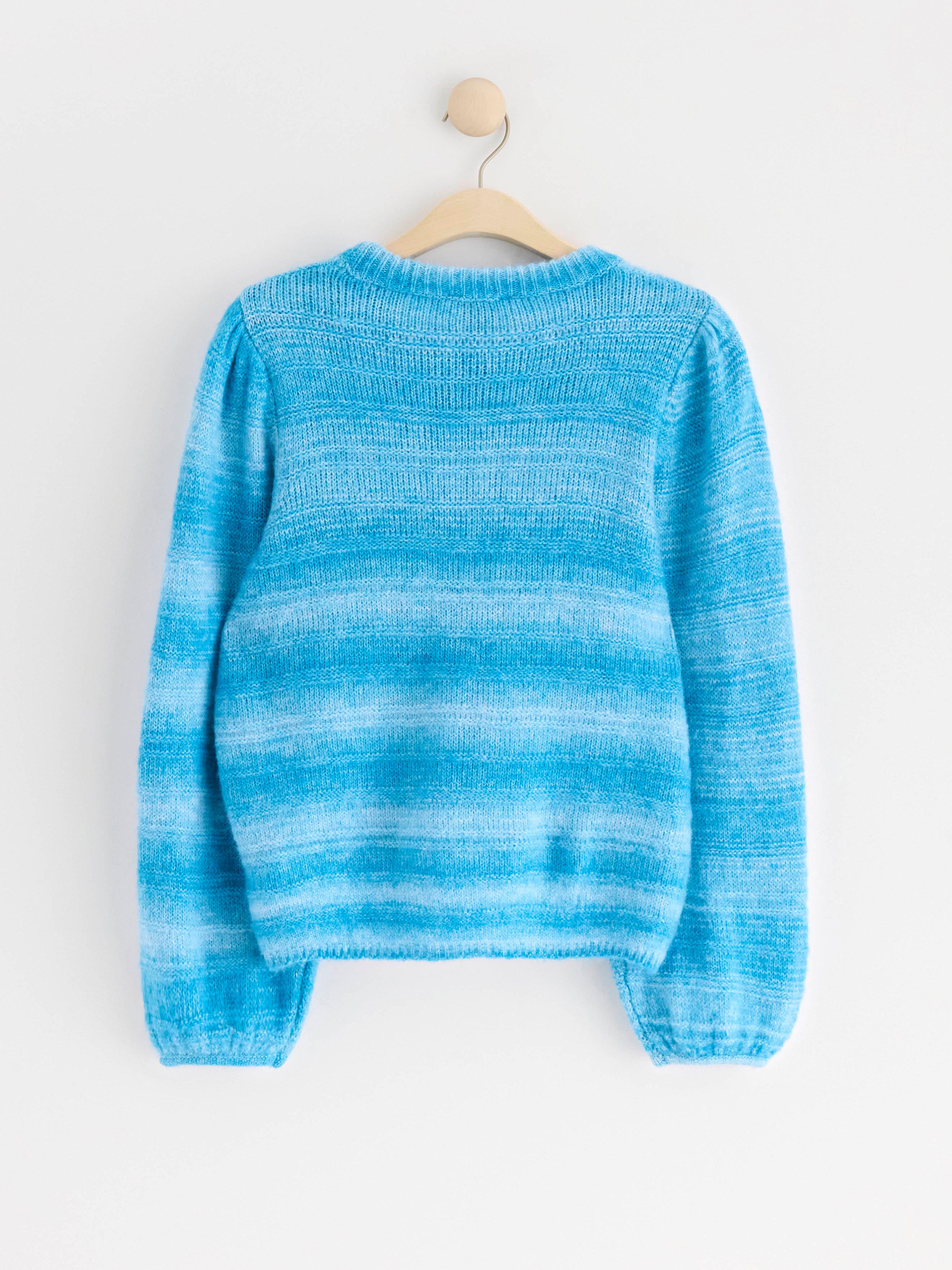Striped knitted jumper turqoise