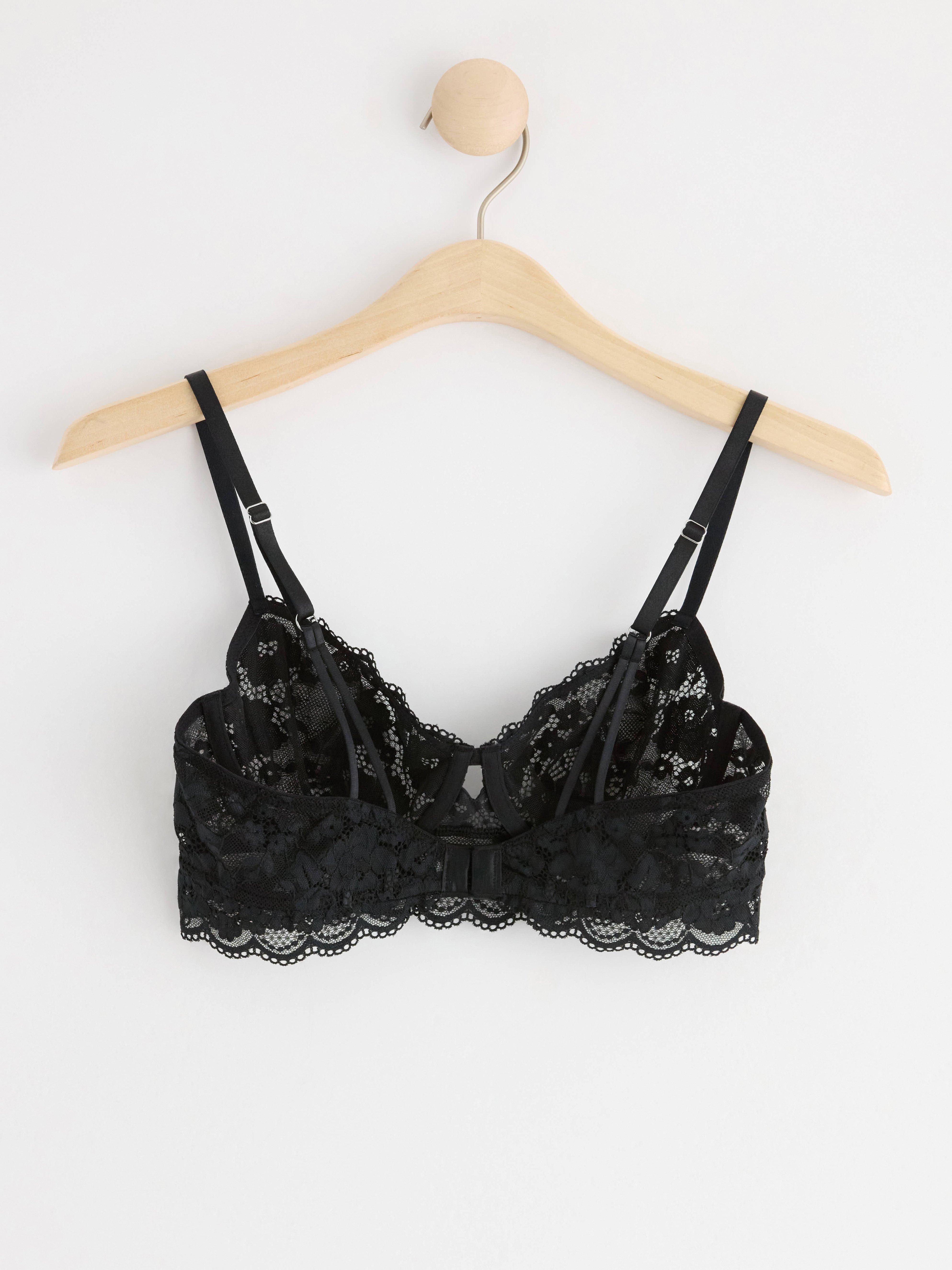 Unpadded bra with lace Black