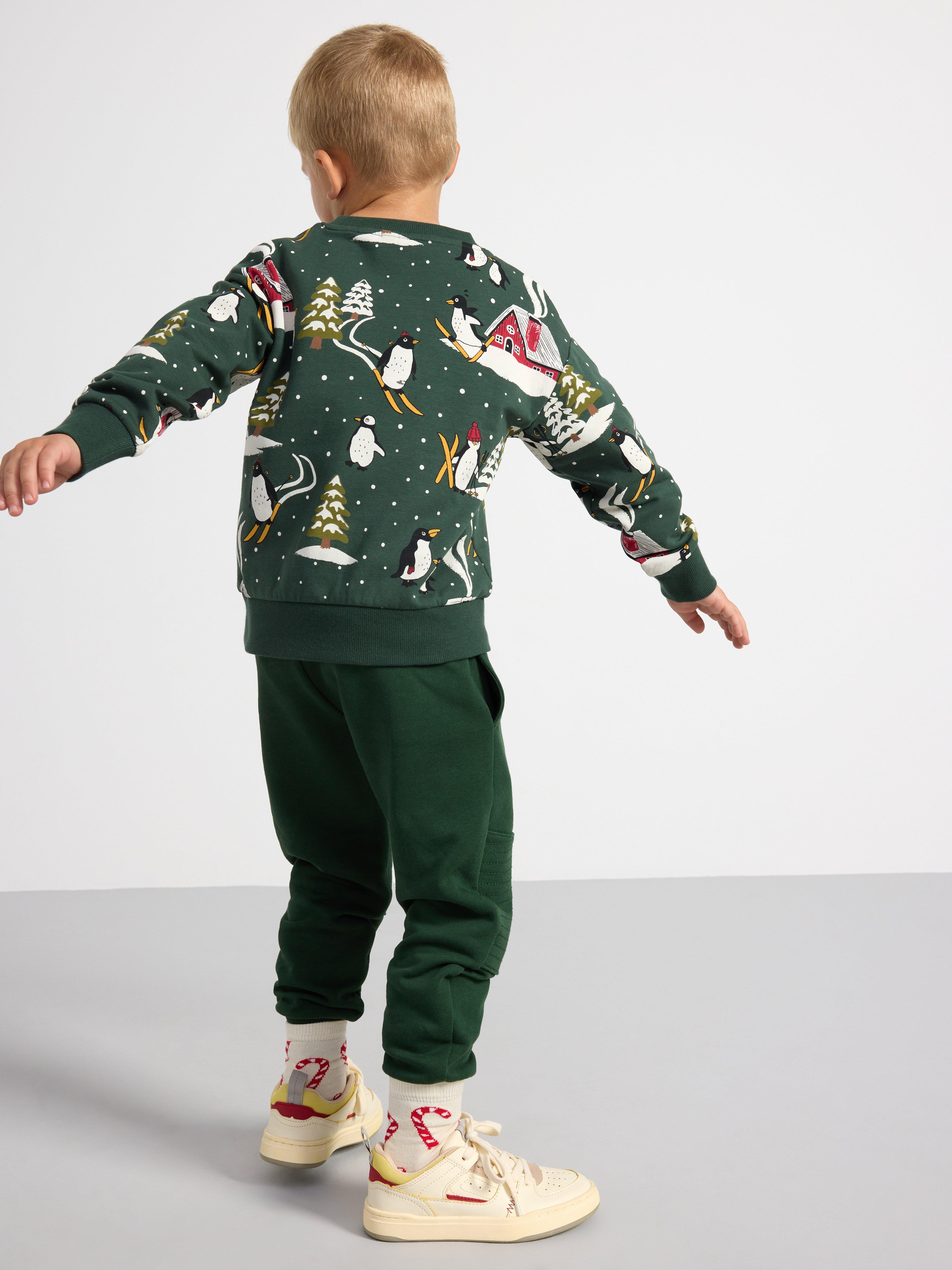 Sweatshirt with penguins Dark Dusty Green