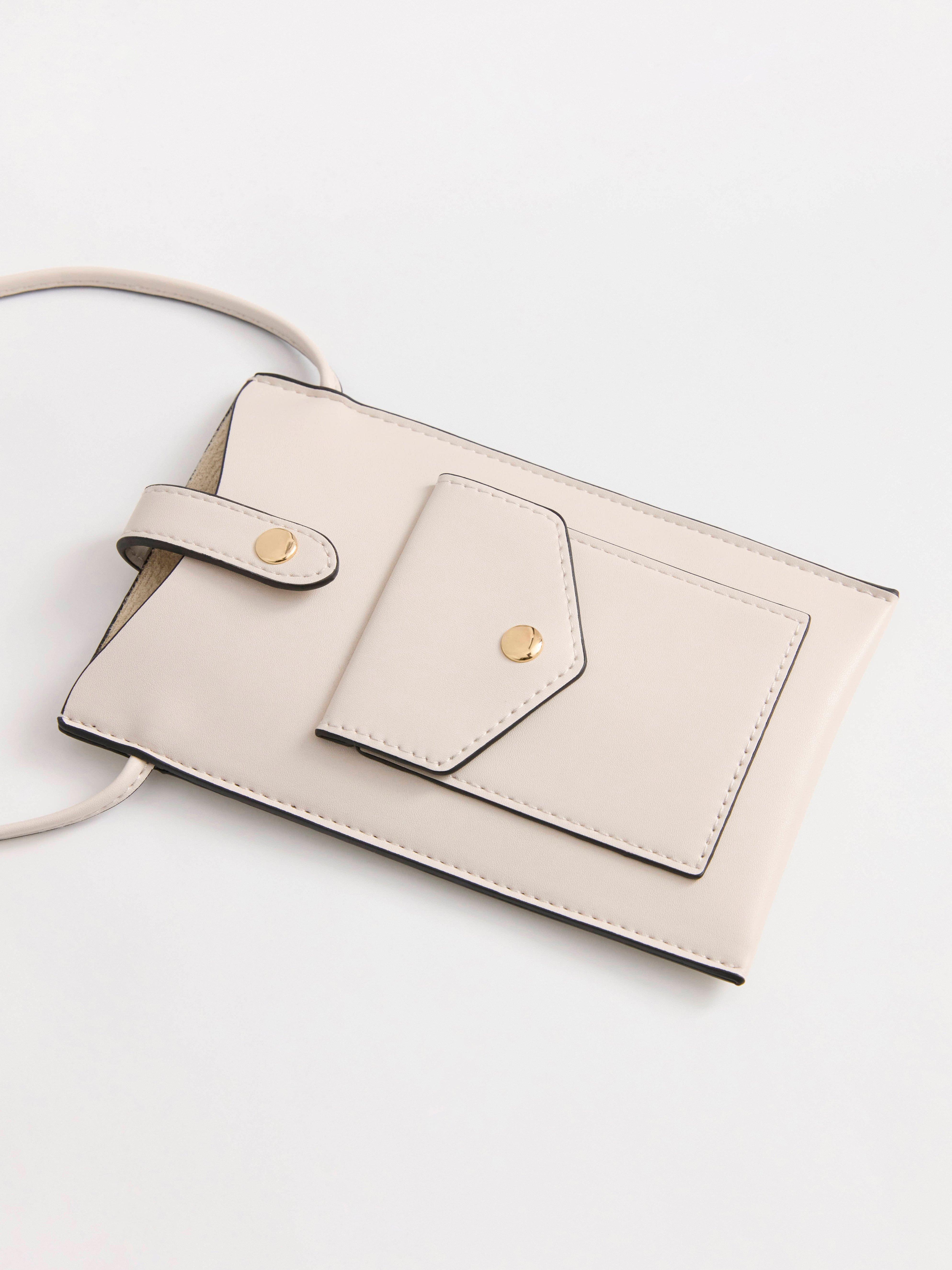 Phone case with pocket and strap Light Beige