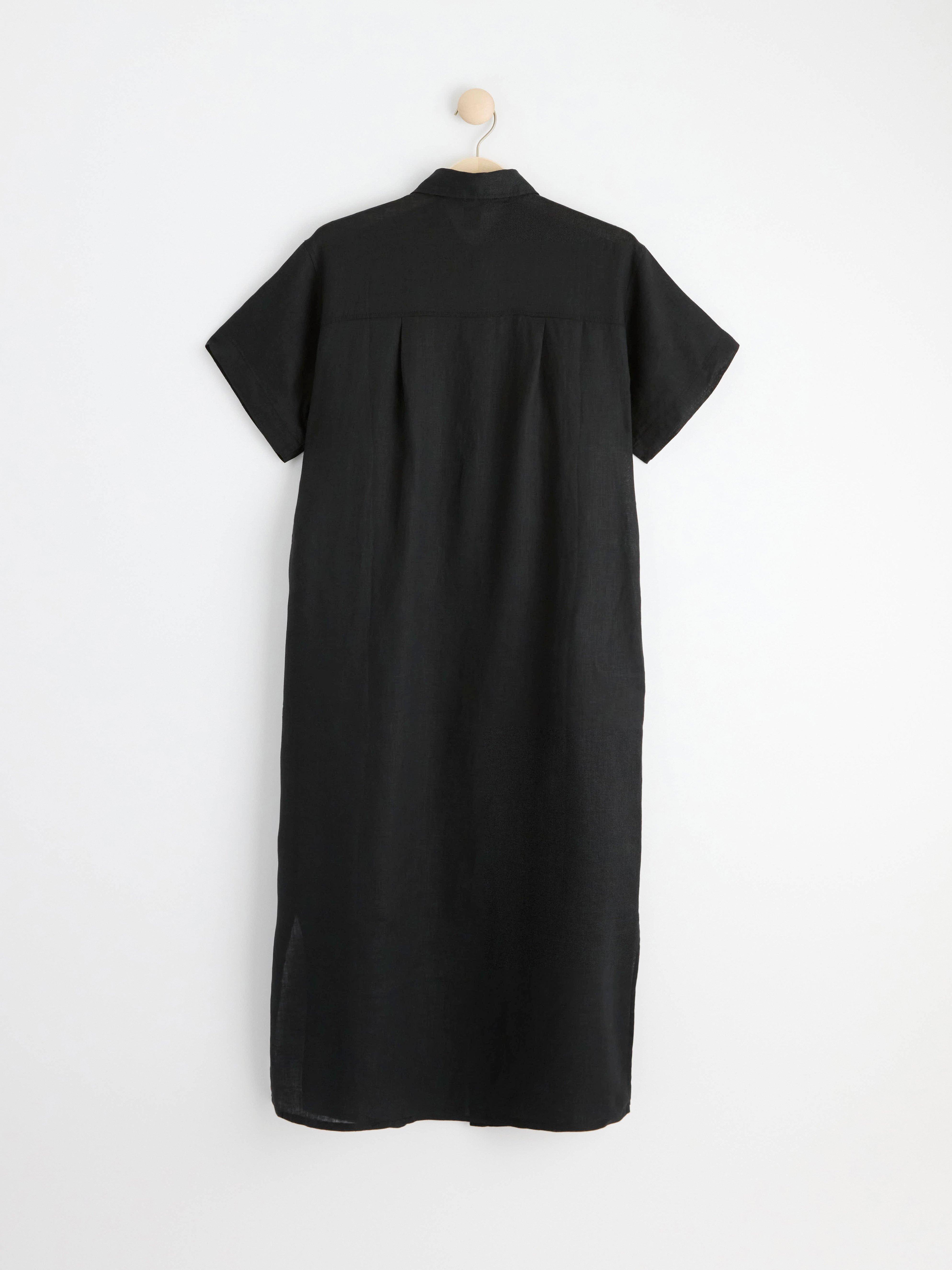 Linen shirt dress Black