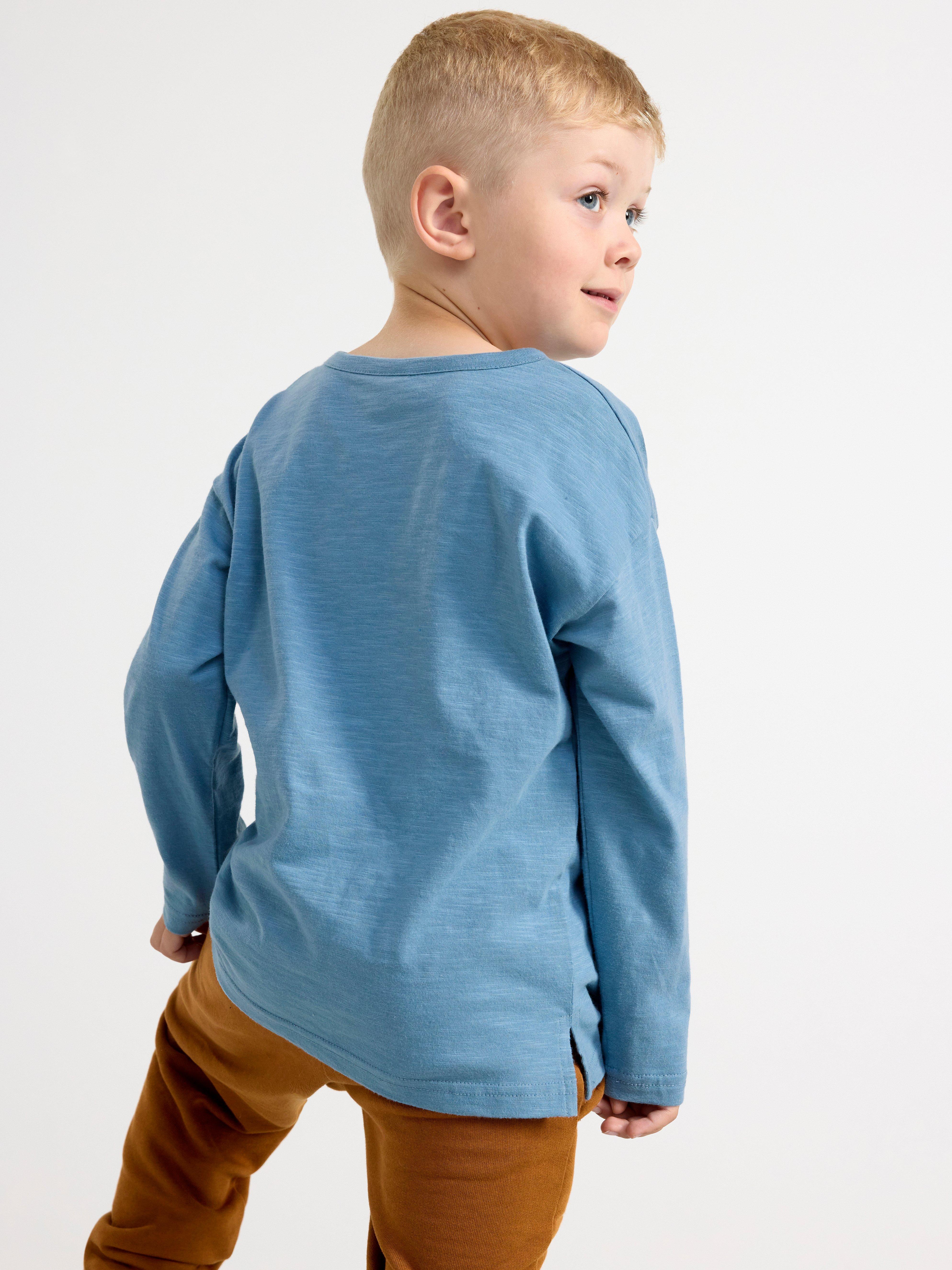 Long sleeve top with buttons Light Dusty Blue