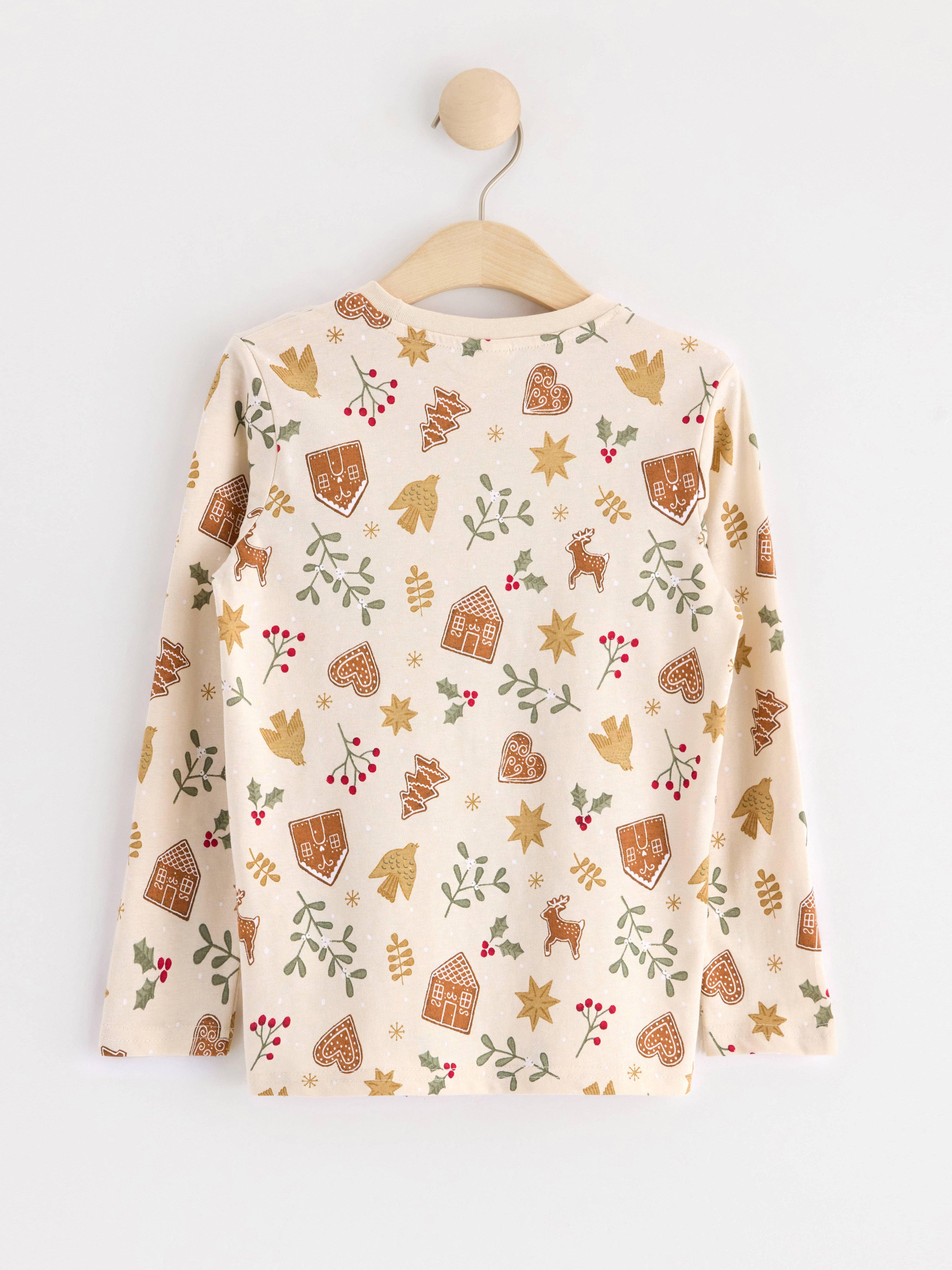 Long sleeve top with gingerbread Light Beige