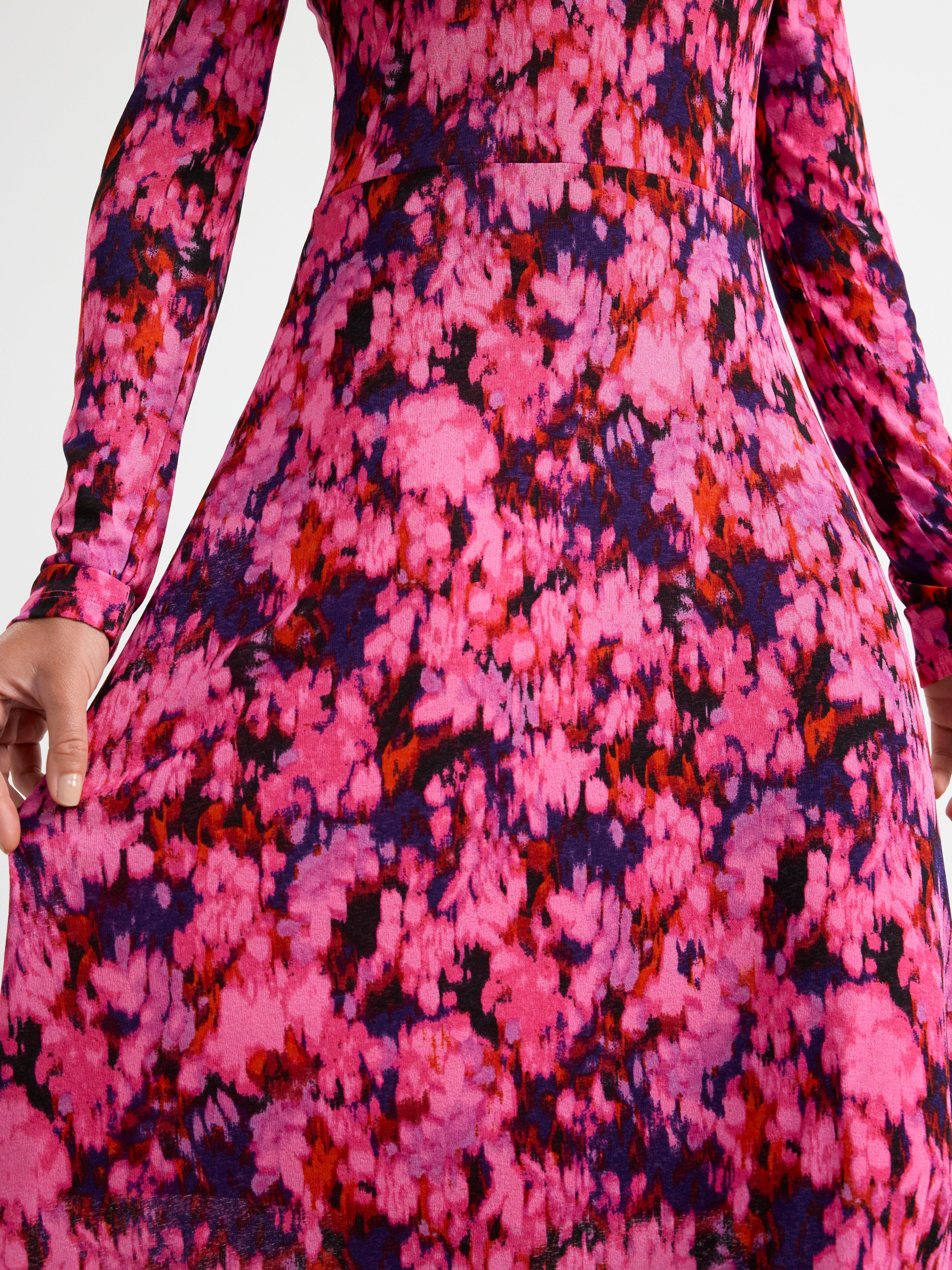 Long sleeve maxi dress Dark Pink