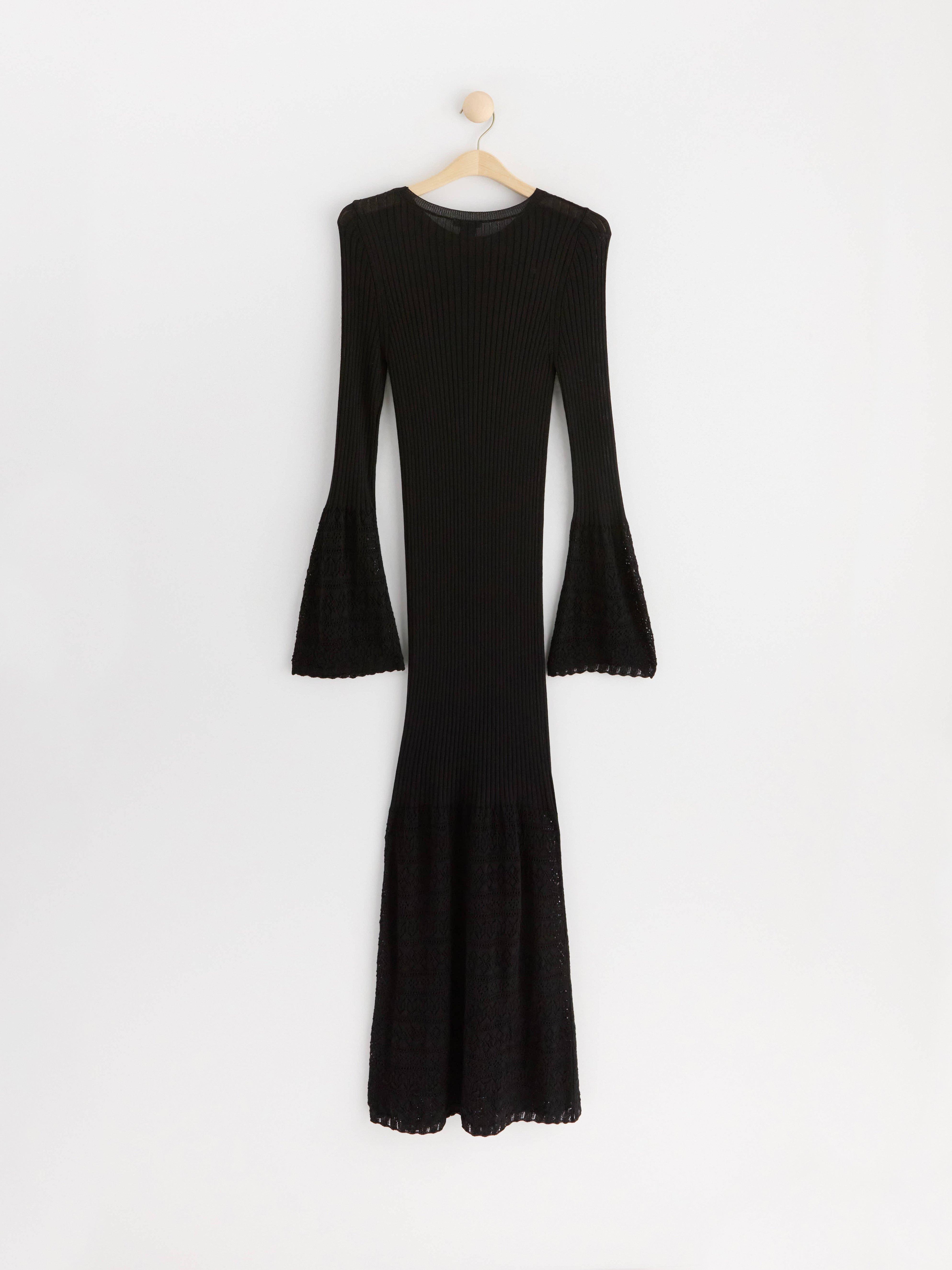 Knitted maxi dress with lace Black