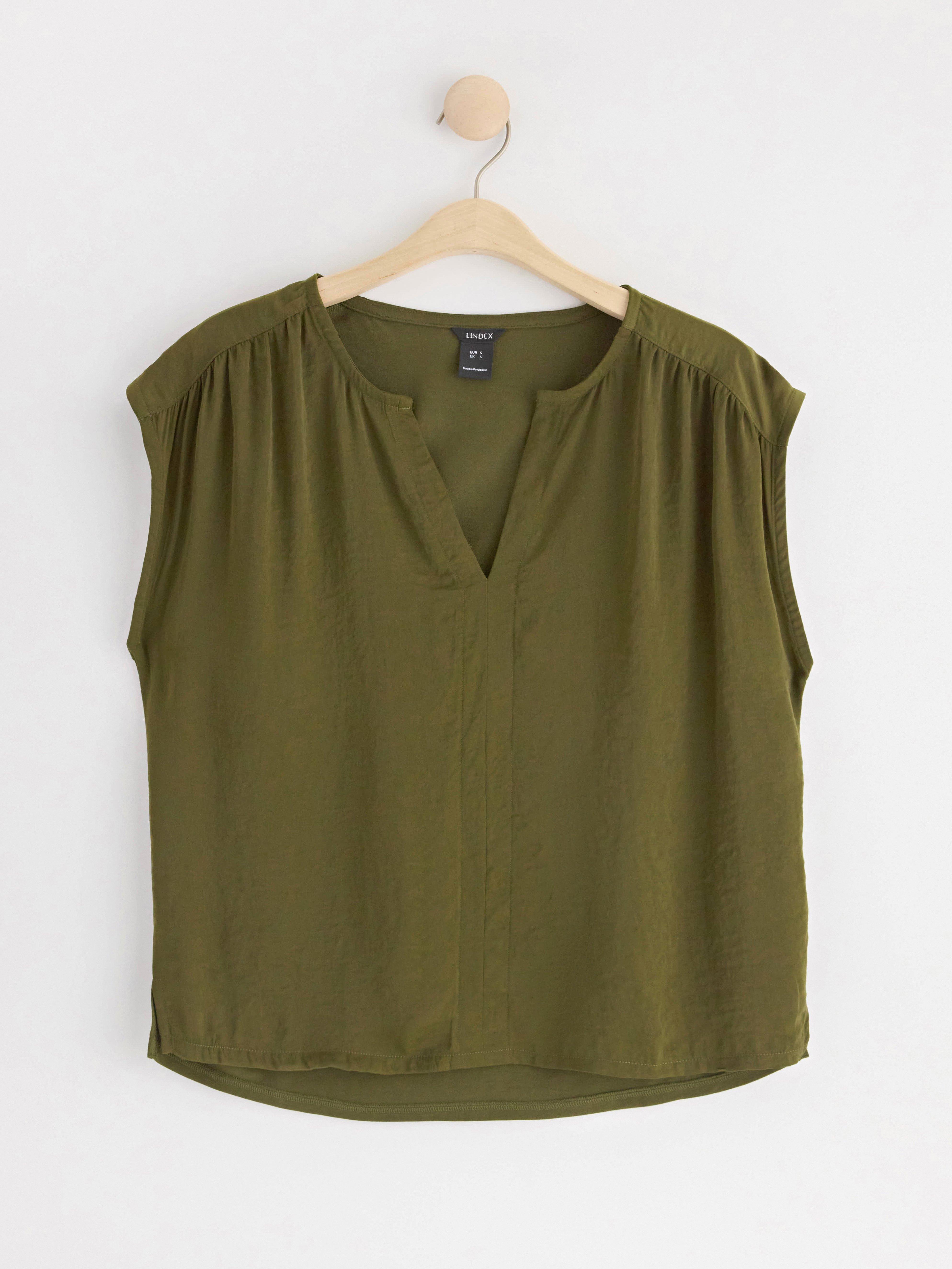 Top with v-neck Dusty Green