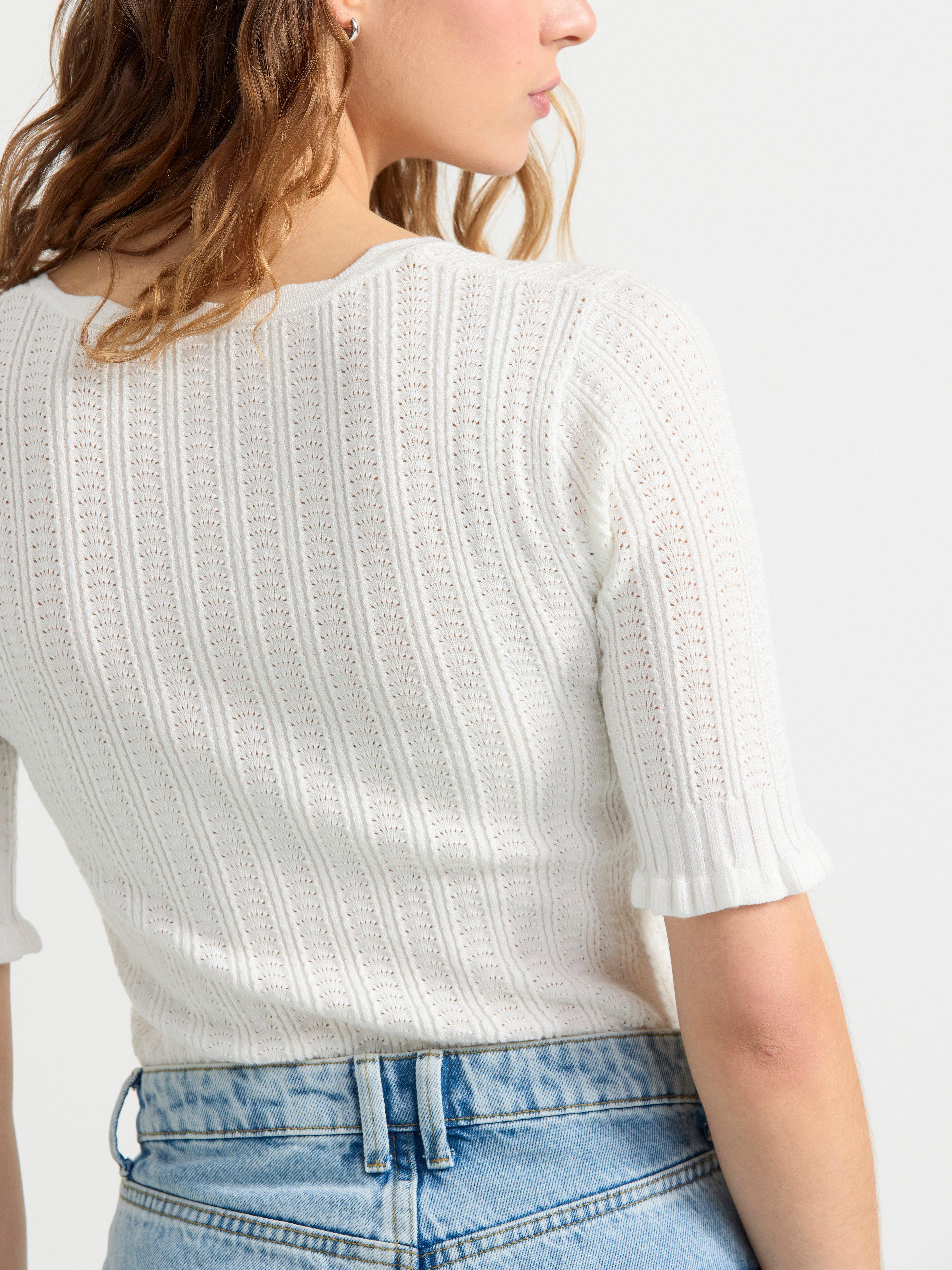 Short sleeve knitted top Off White