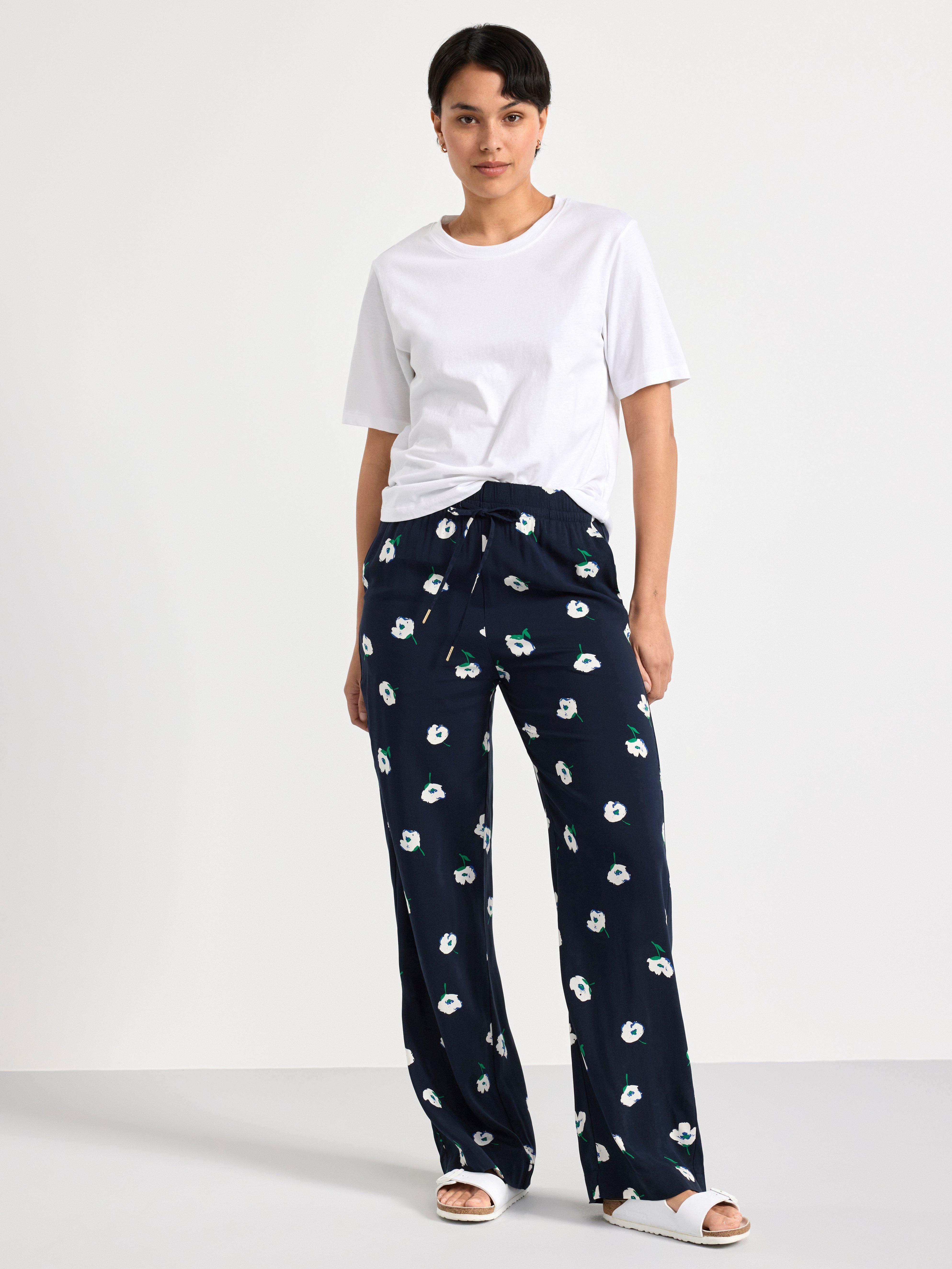 BELLA Straight patterned trousers Navy