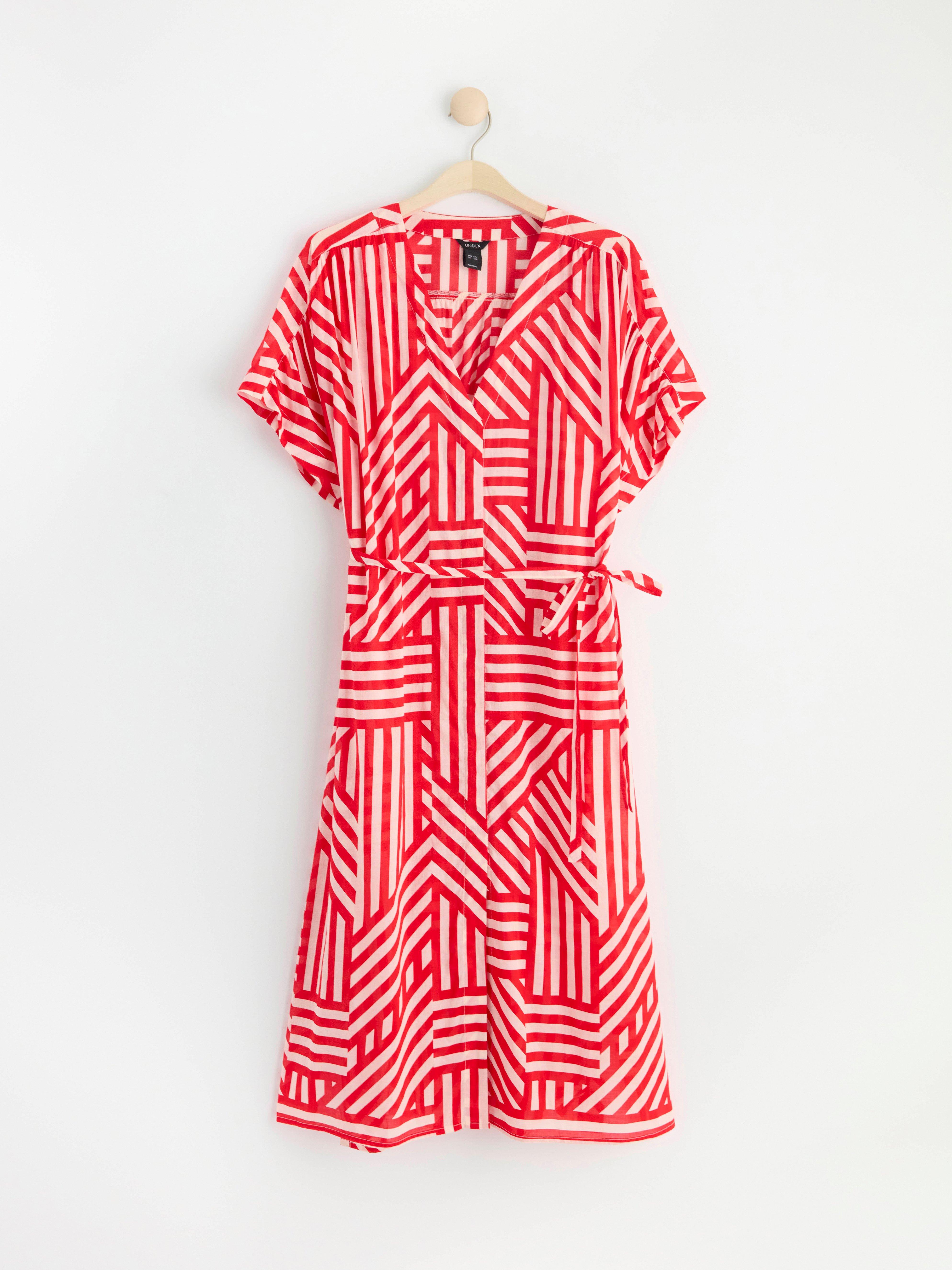 Patterned kaftan midi dress Strong Red