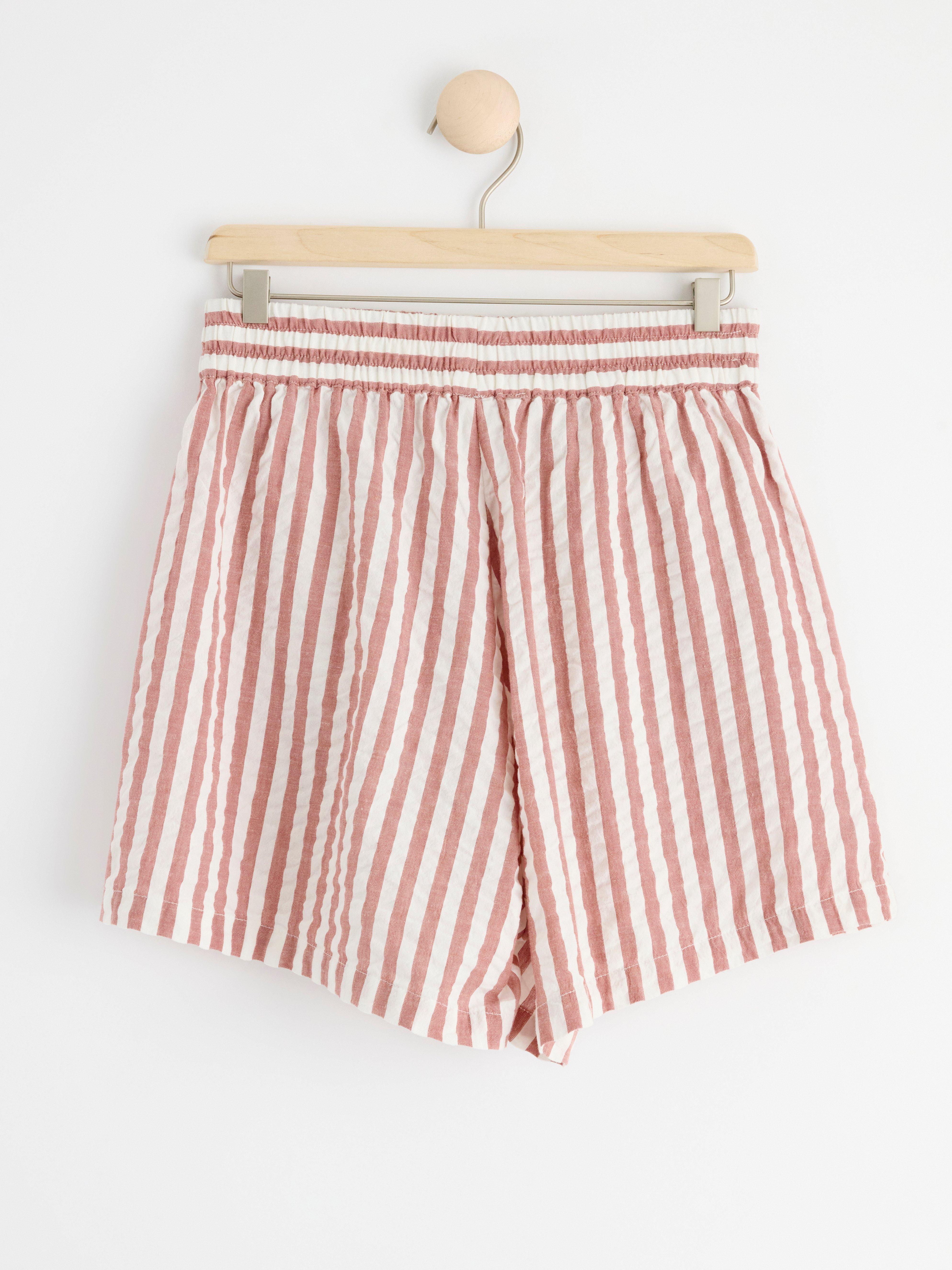 Seersucker pyjama shorts Dark Dusty Pink