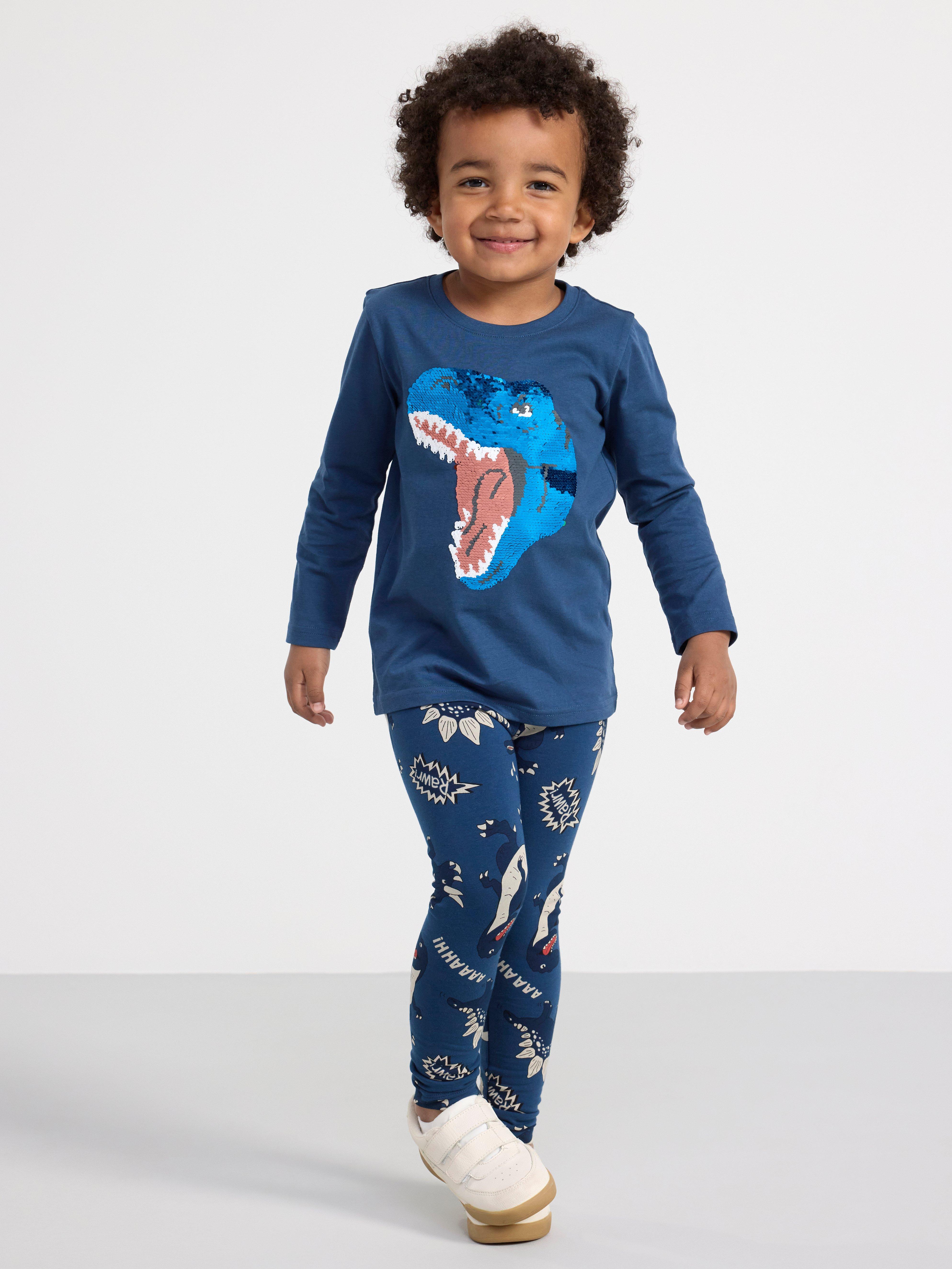 Long sleeve top with reversible sequins Dark Dusty Blue