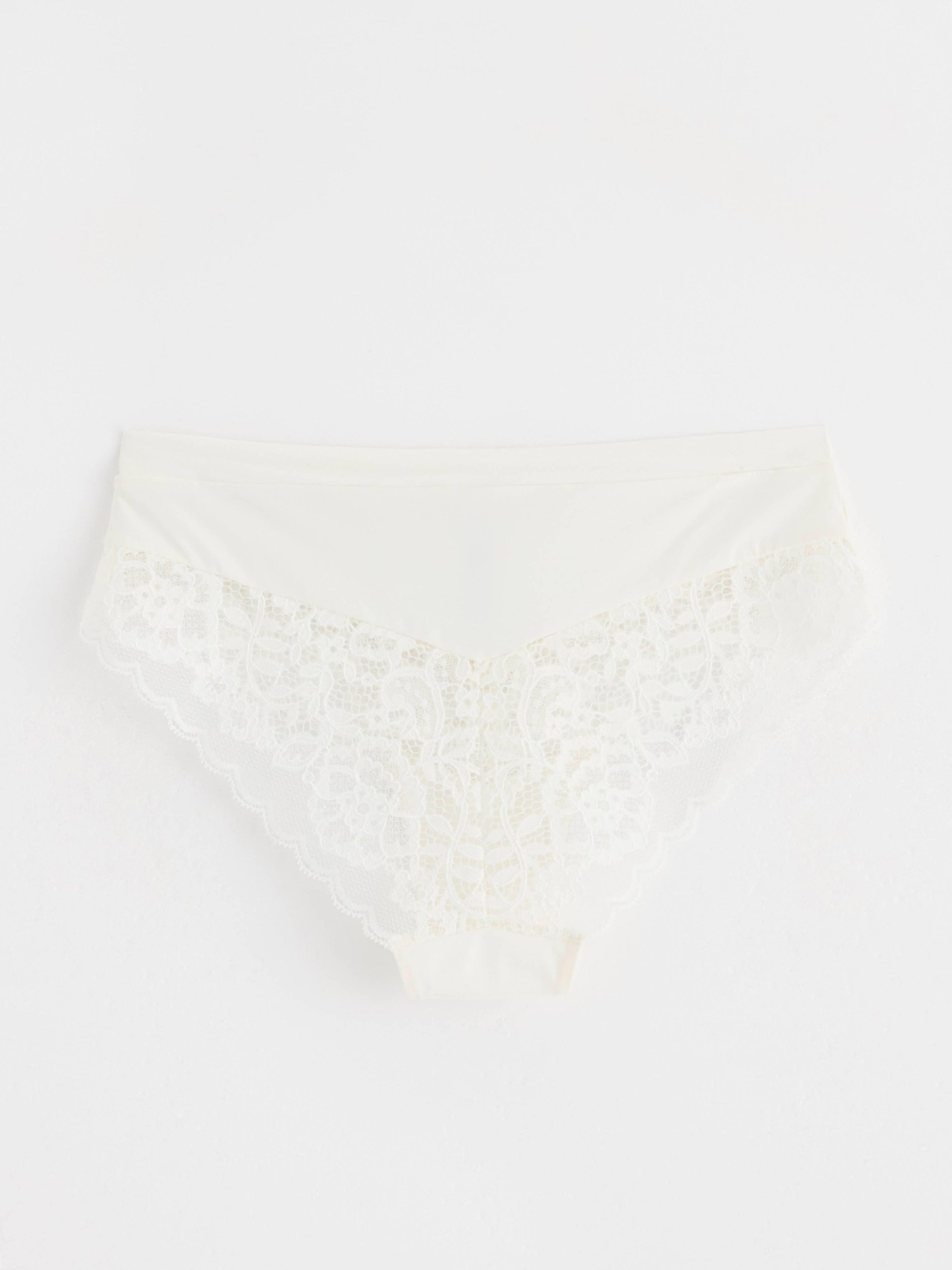 Brazilian briefs low waist with lace Light White