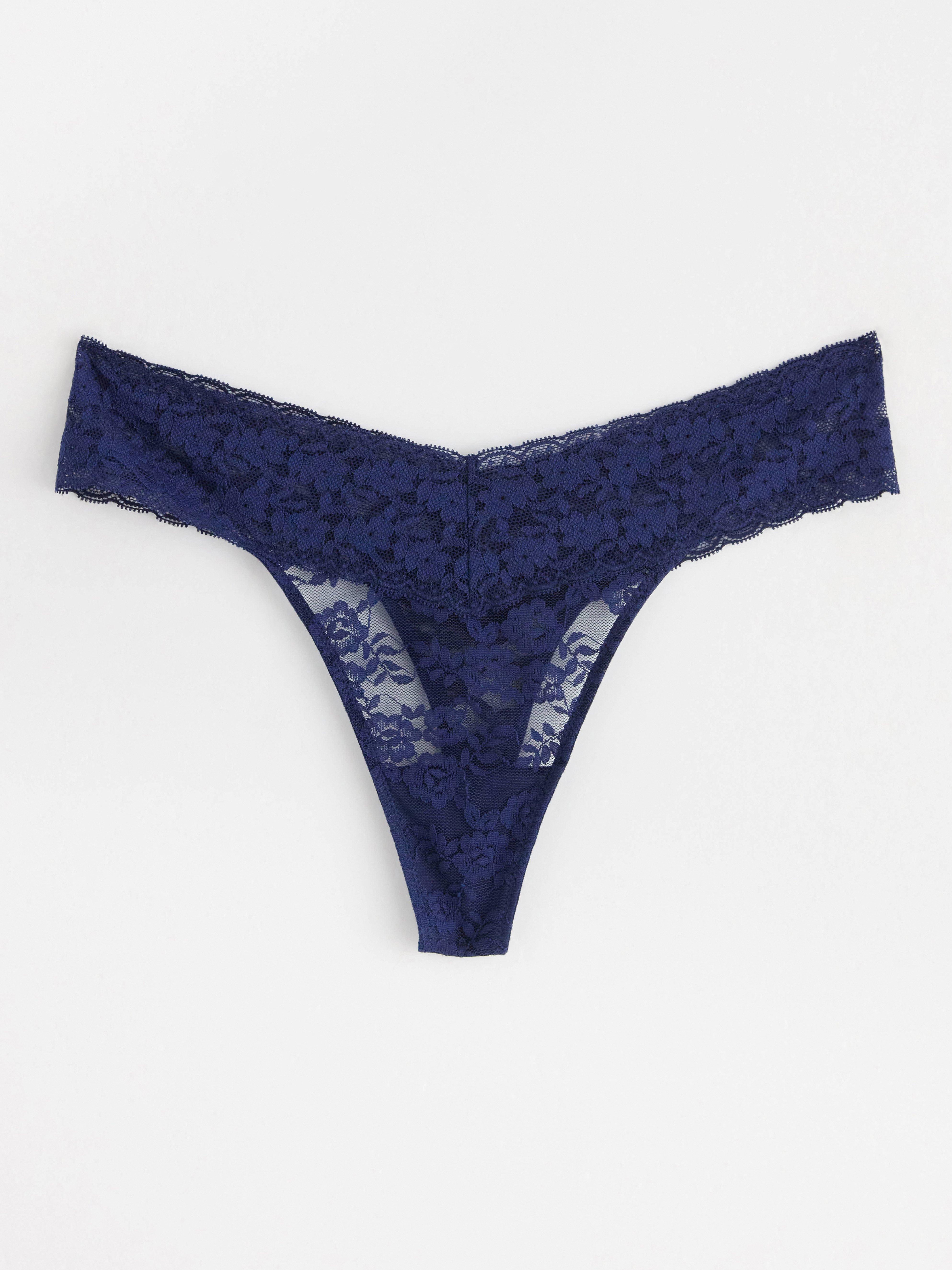 Thong low waist with lace Dark Blue