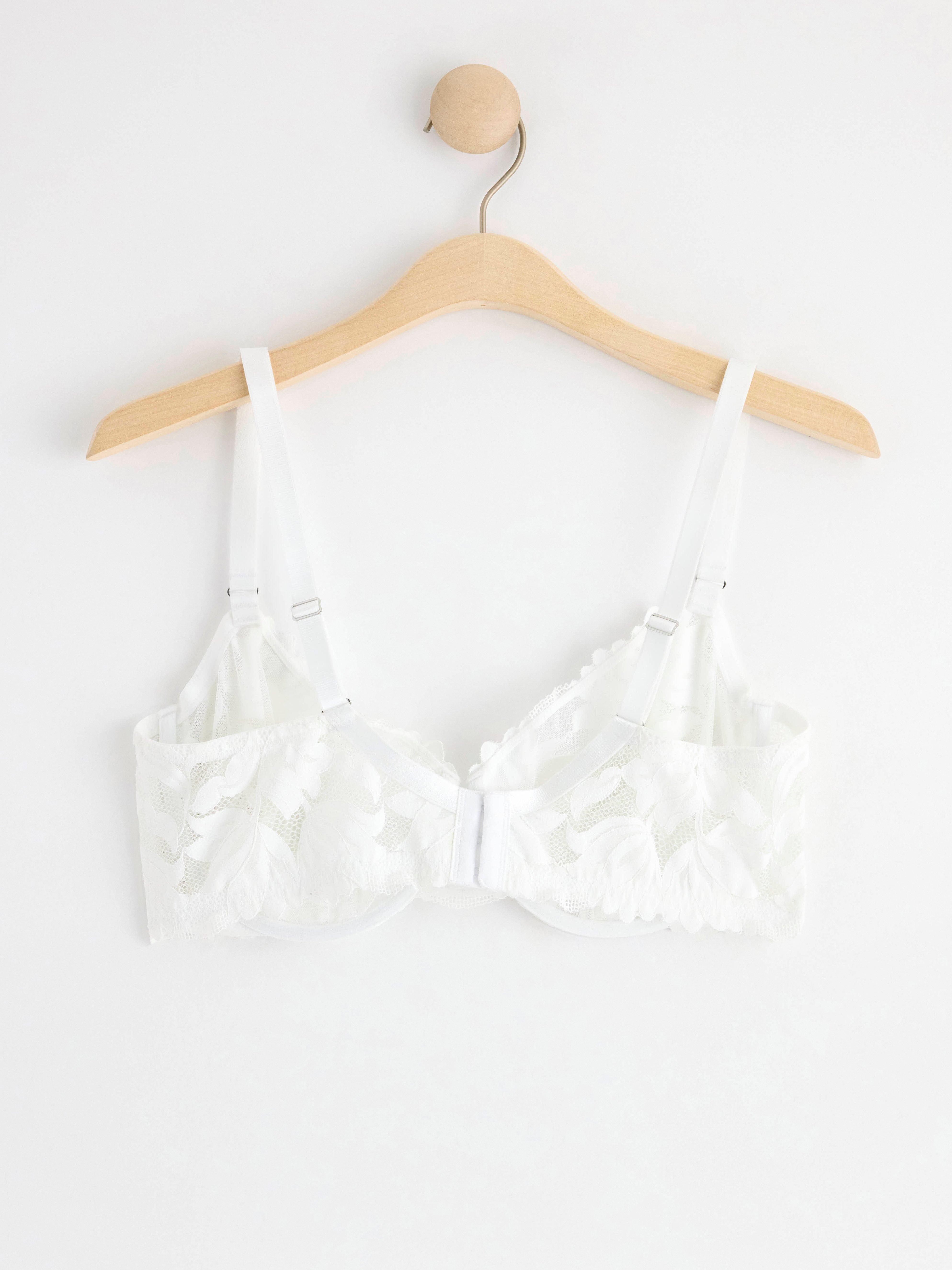 Unpadded bra with mesh and lace White