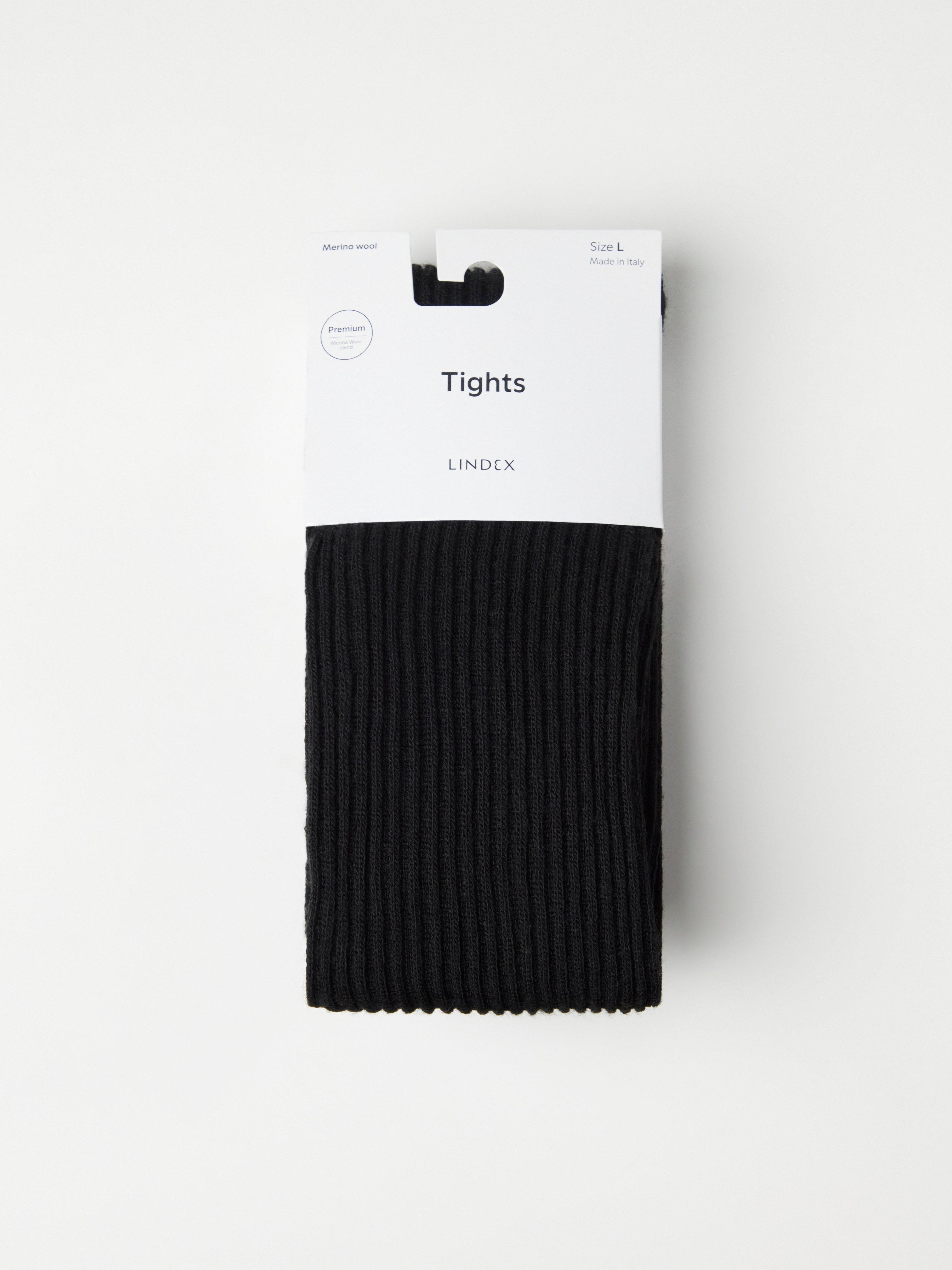 Rib knit tights in wool blend Black