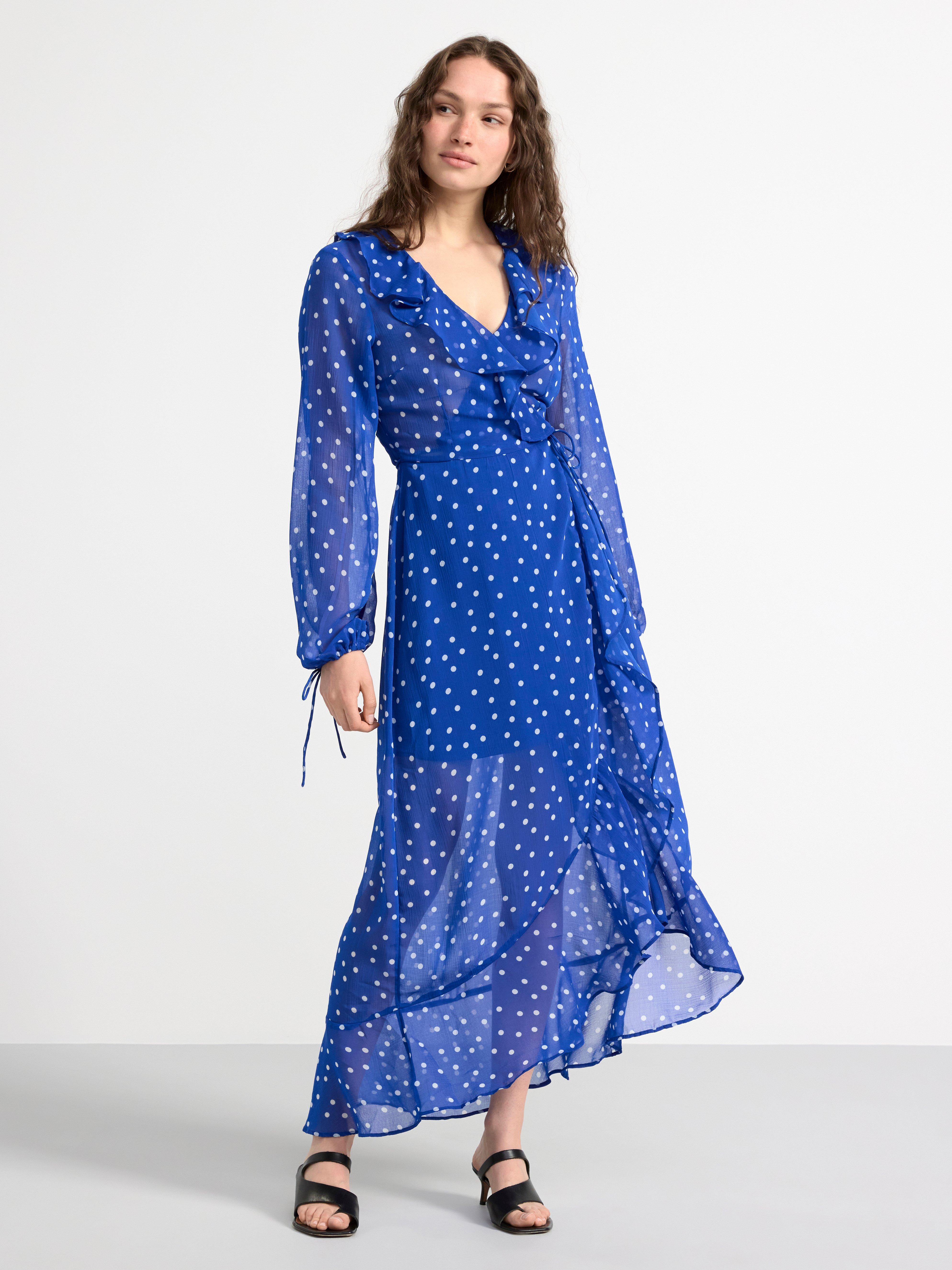 Wrap dress in chiffon Blue